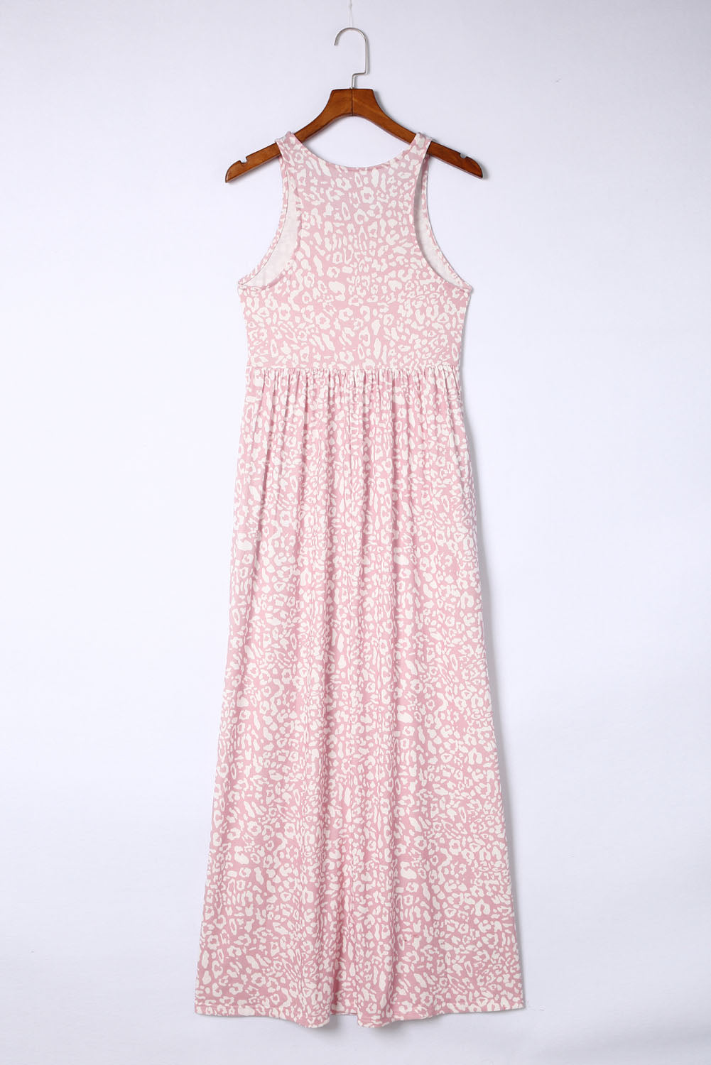 Women's Maxi Dress with Leopard-Print Pocket-Detail Sleeveless