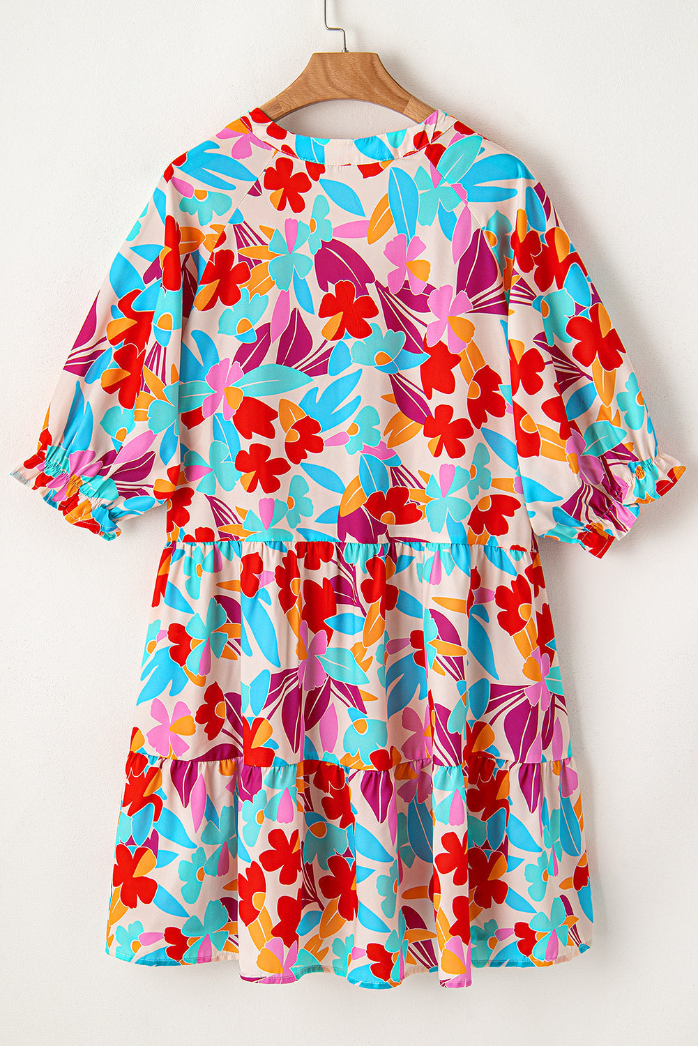 Women's Dress with Plus Floral-Print Layered V Neck