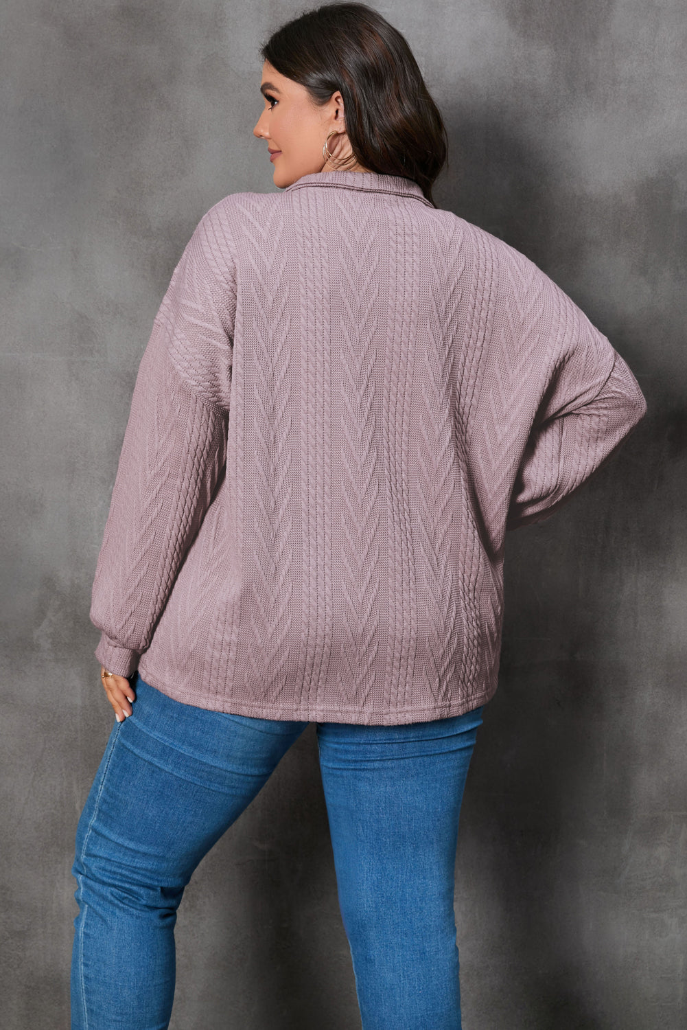 Women's Pullover with Zip Neck Plus Size Knitted