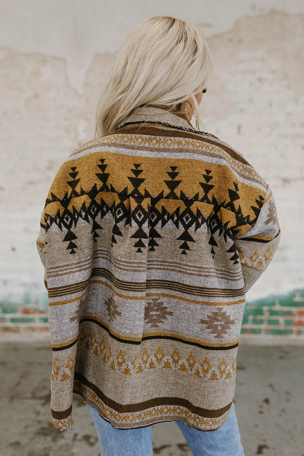 Women's Shacket Featuring Western Aztec-Pattern Jacket