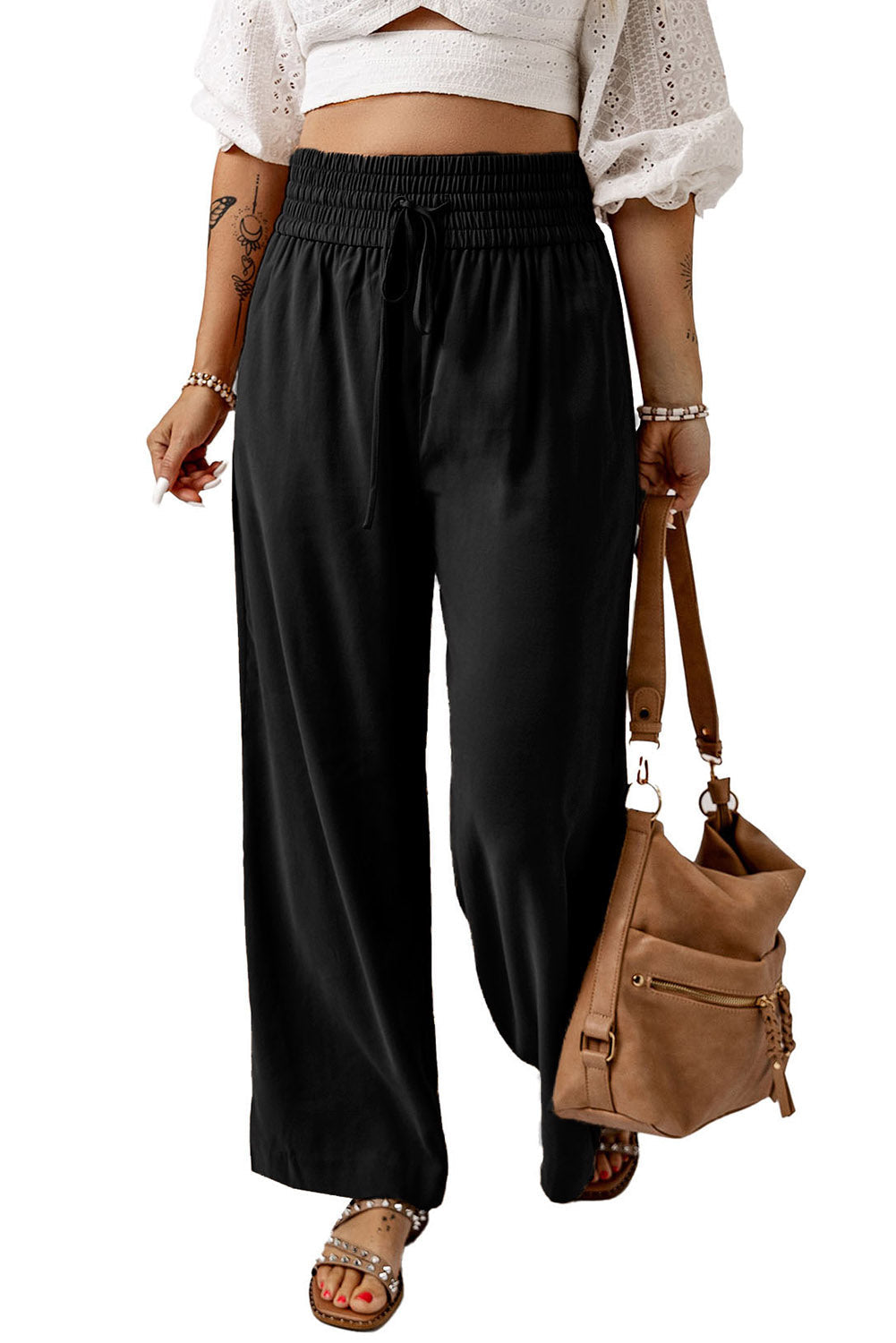 Women's Leg Pants with Everyday Wide Drawcord Elastic Waist