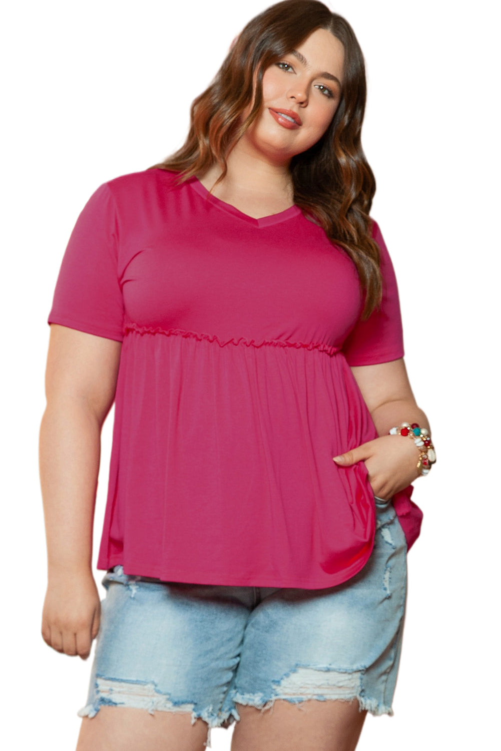 Women's Top with Solid Flowy Plus Size