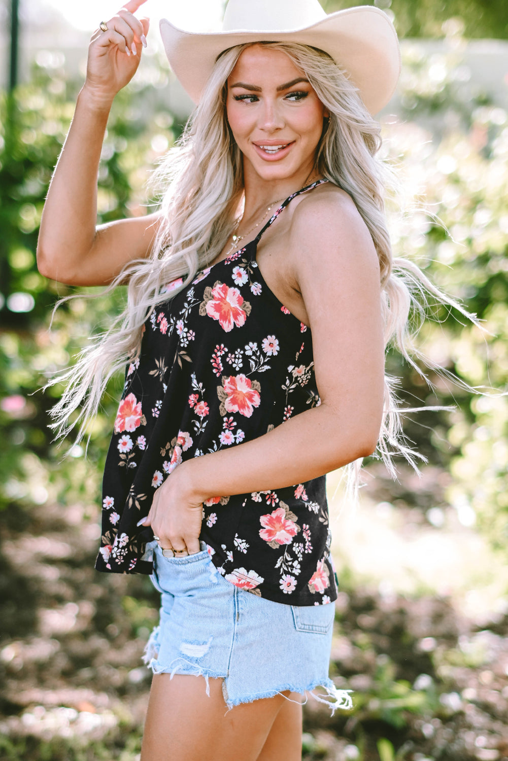 Women's Tank Top Featuring Spaghetti Straps Back