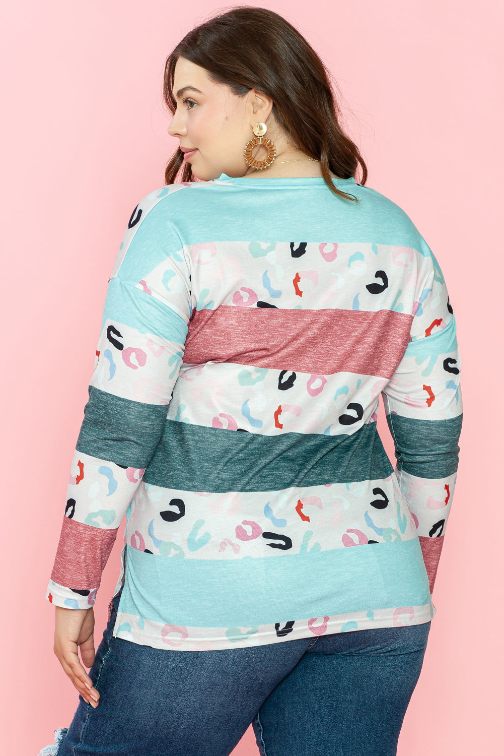 Women's Plus Size Color-Block Pullover Top