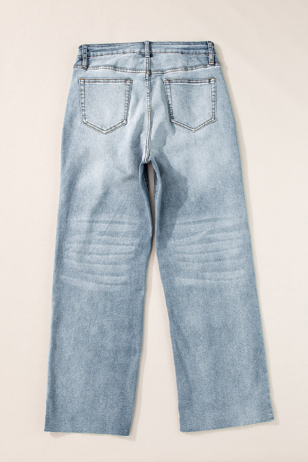 Women's Acid Wash Raw Edge Straight Jeans