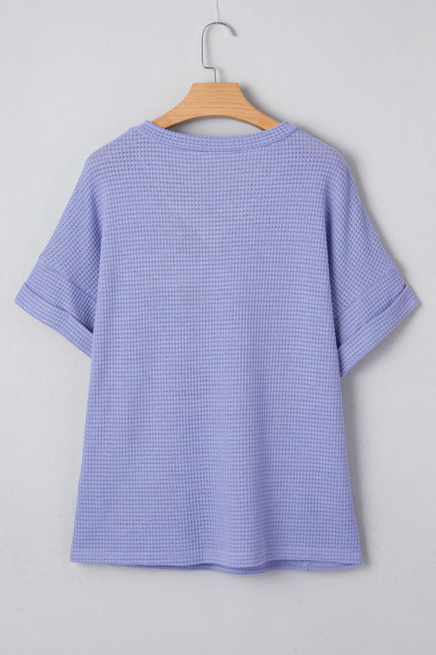 Waffle V-Neck Short-Sleeved Knit Top