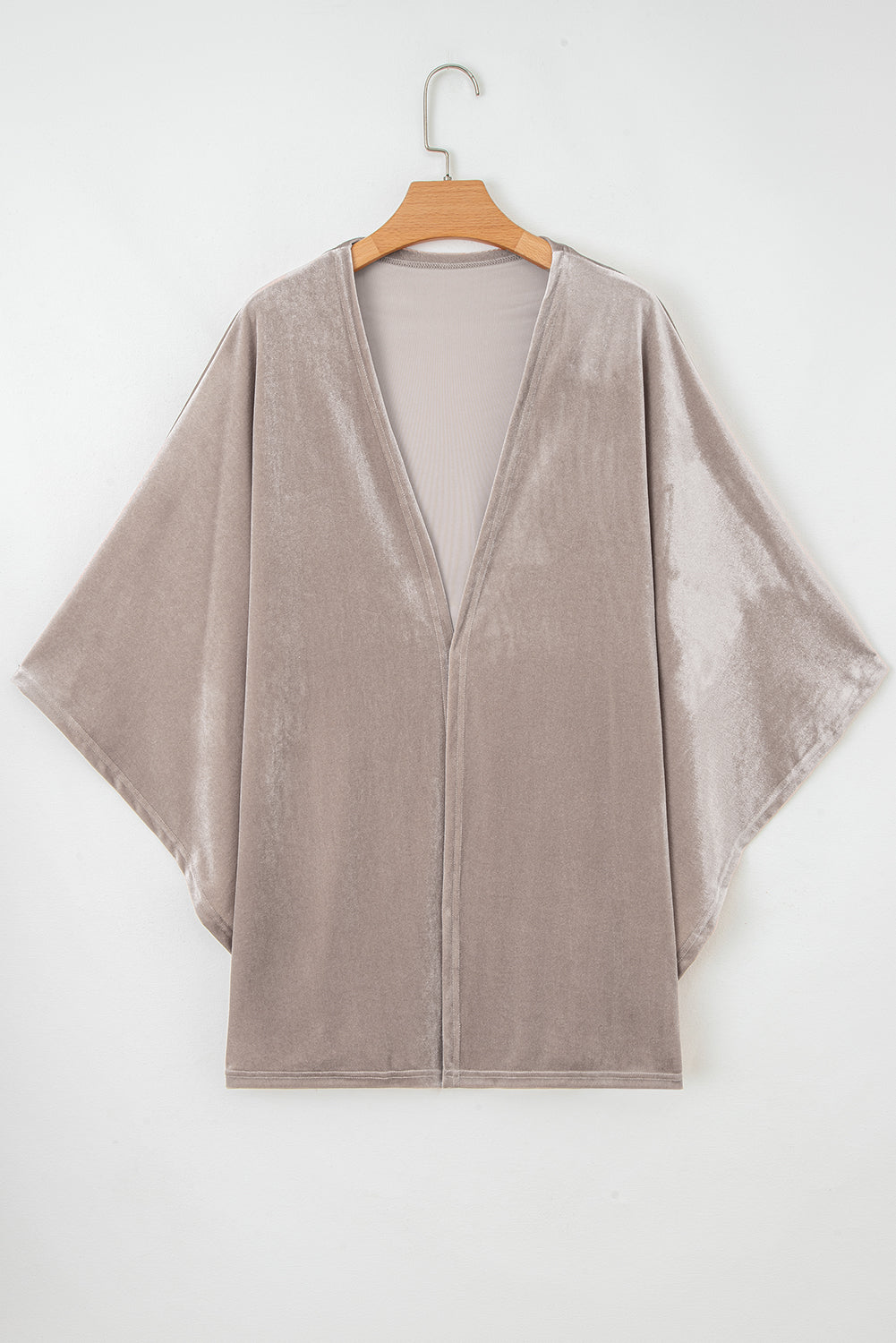 Open-Front 3/4 Sleeve Velvet Kimono in Smoke Gray