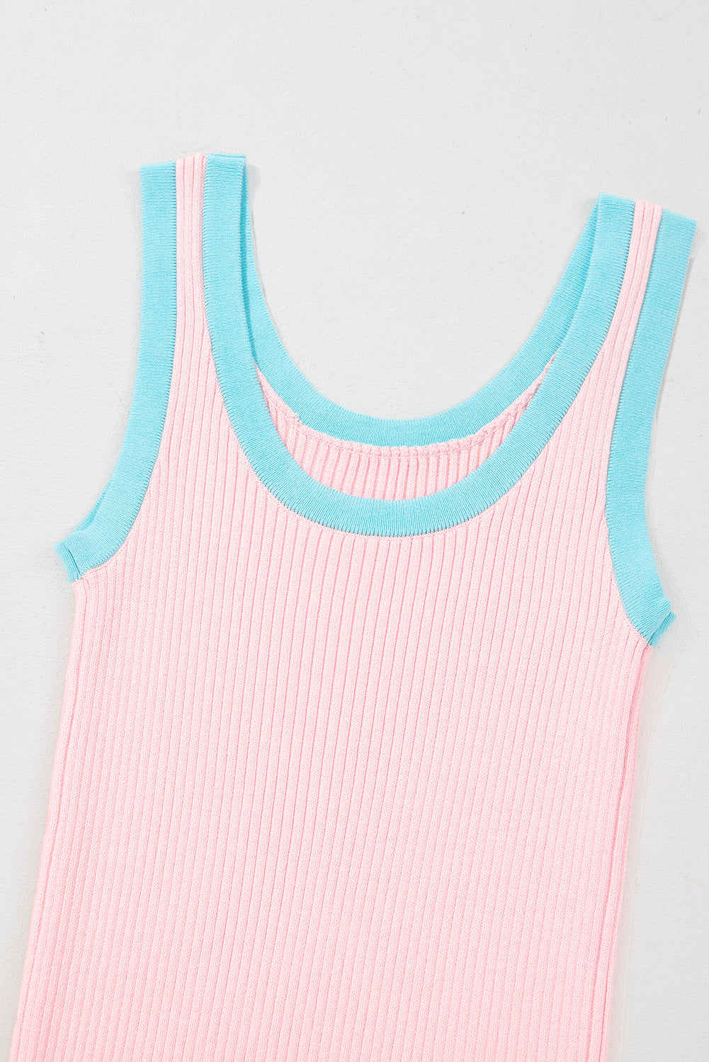 Women's Tank Top Featuring Knitted U Neck Edge Rib-Knitted