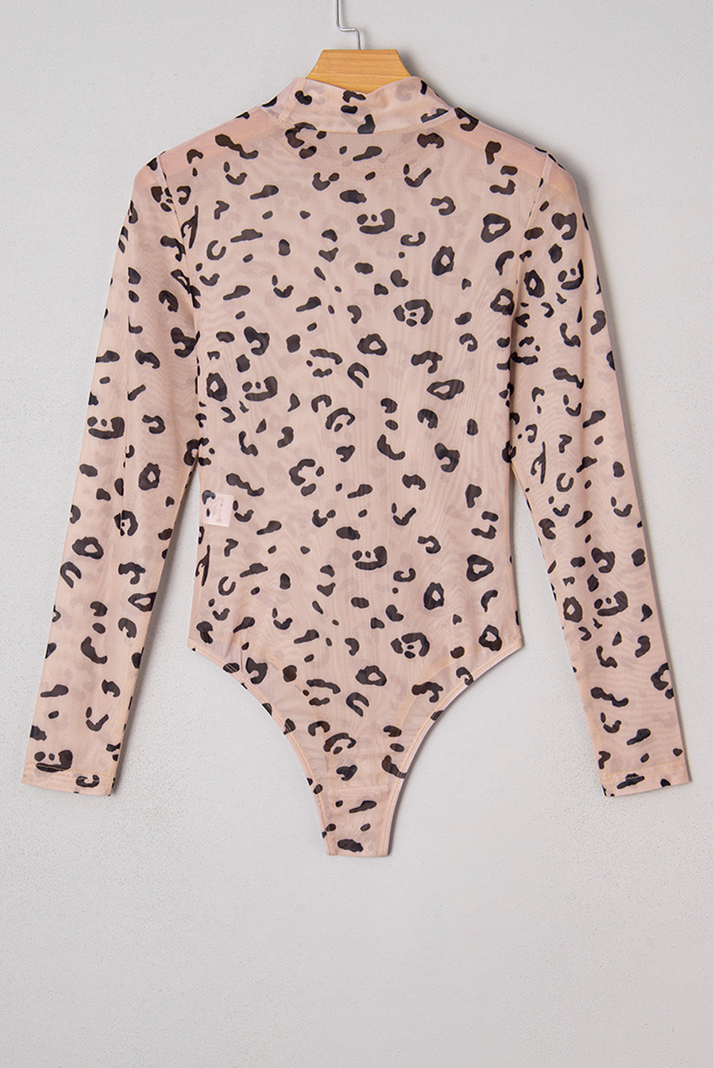 Mesh Mock-Neck Sheer Leopard Long-Sleeved Bodysuit