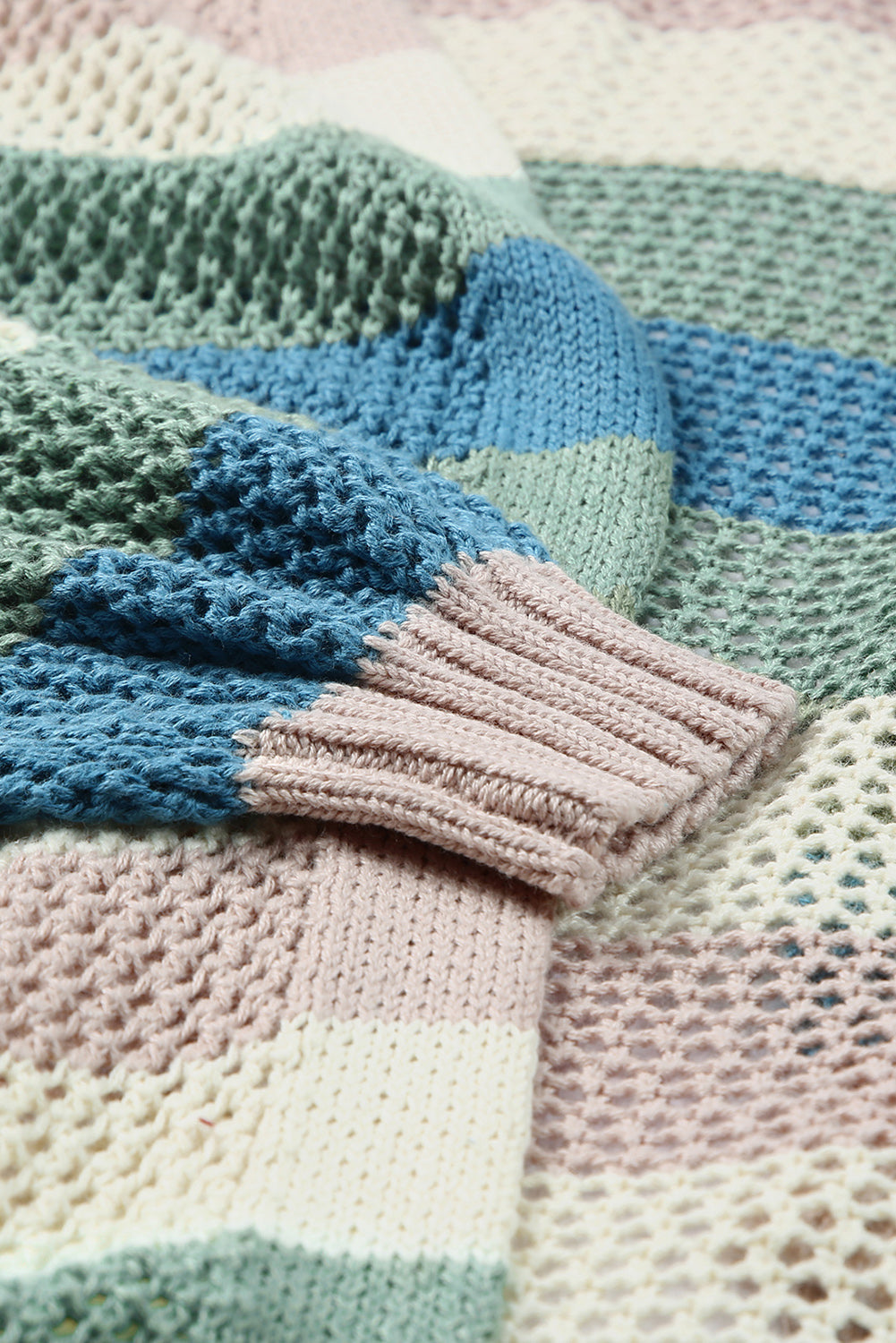 Women's Striped Hollowed Knit Cardigan