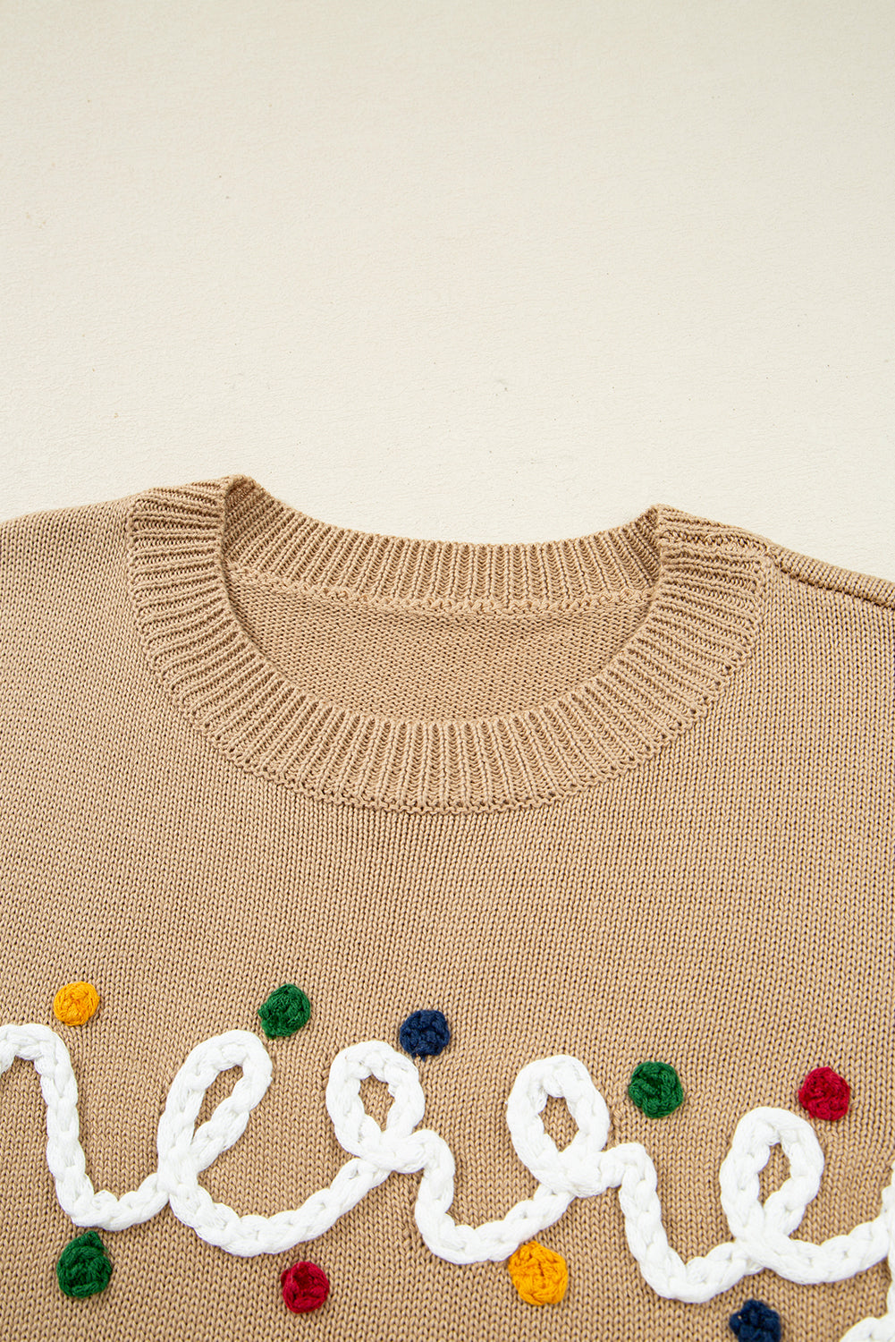 Merry Detail Colorful Dot Christmas Dolman Knit Top