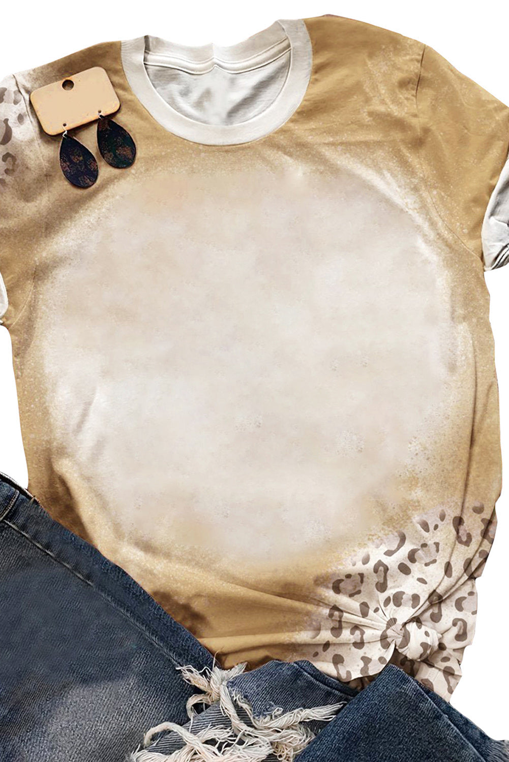 T Shirt for Women Bleached Crew Neck