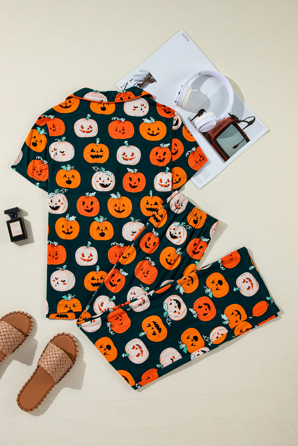 Pattern Short-Sleeved Halloween Short-Sleeved Shirt Pajama Set