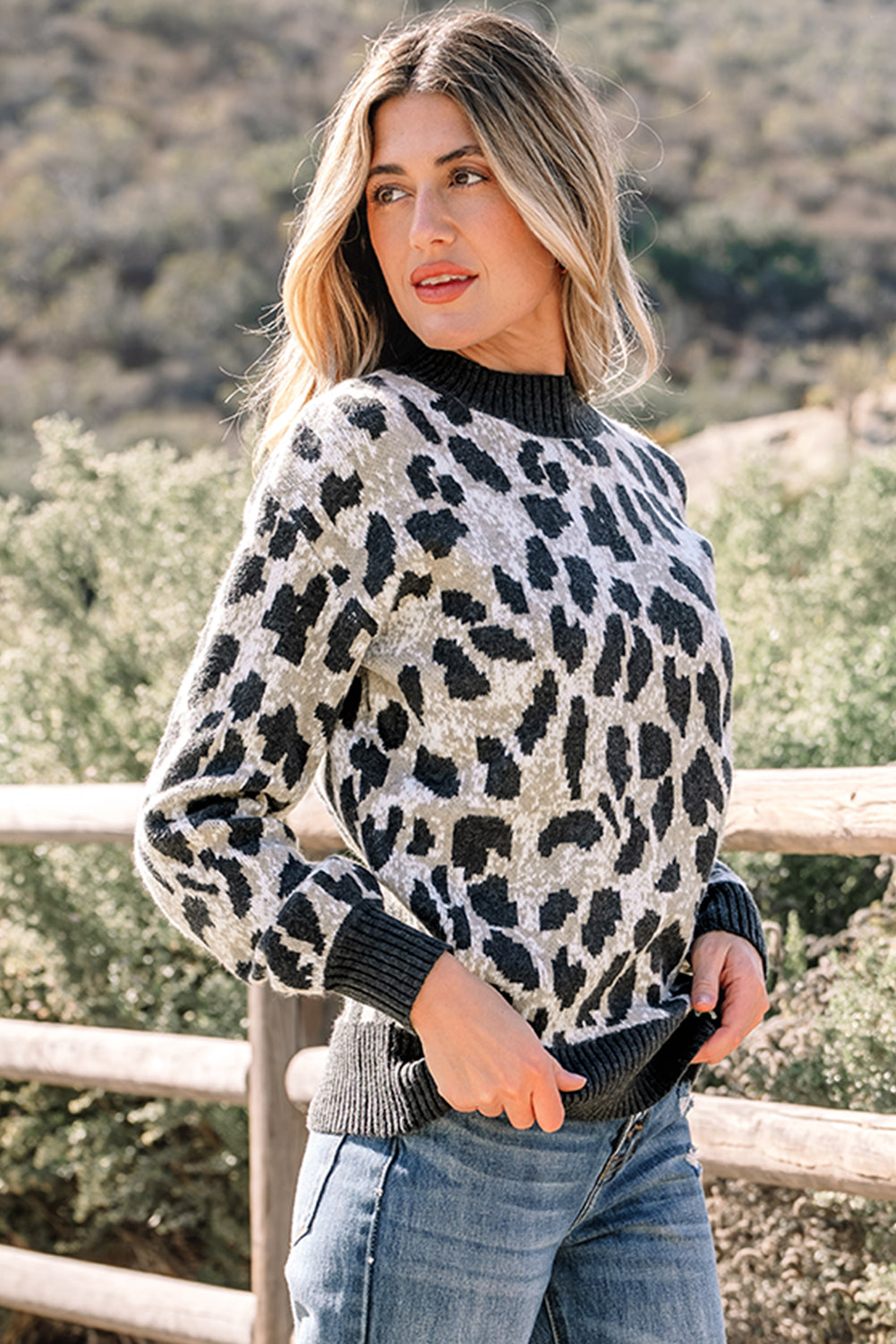 Leopard Drop-Shoulder Baggy Knit Top