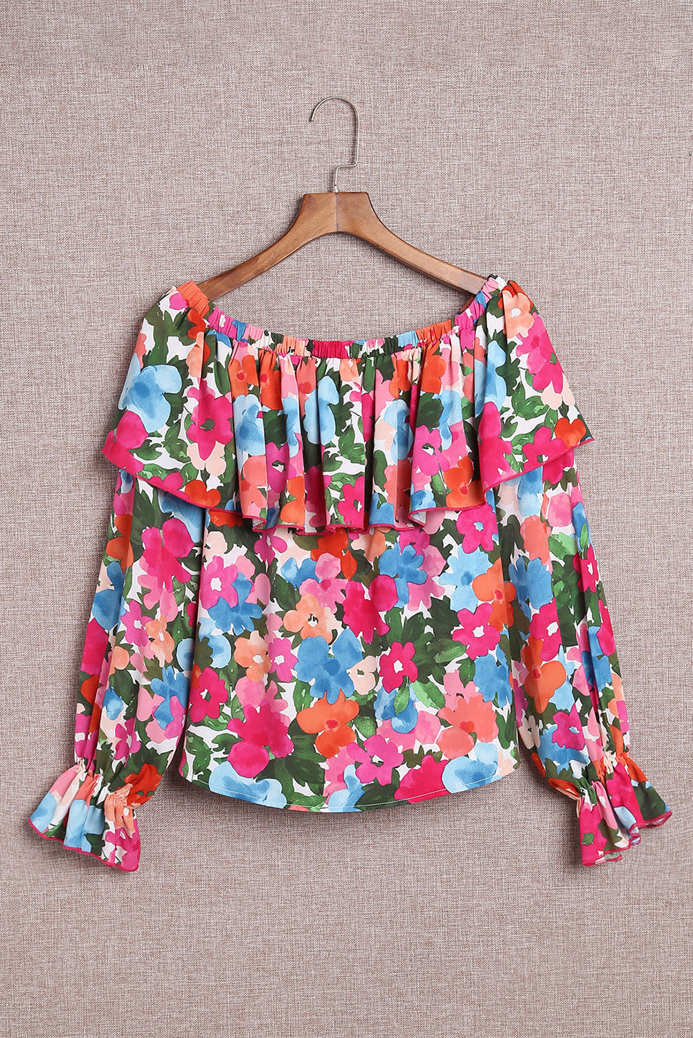 Women's Floral-Print Ruffle-Trimmed Off Shoulder Blouse