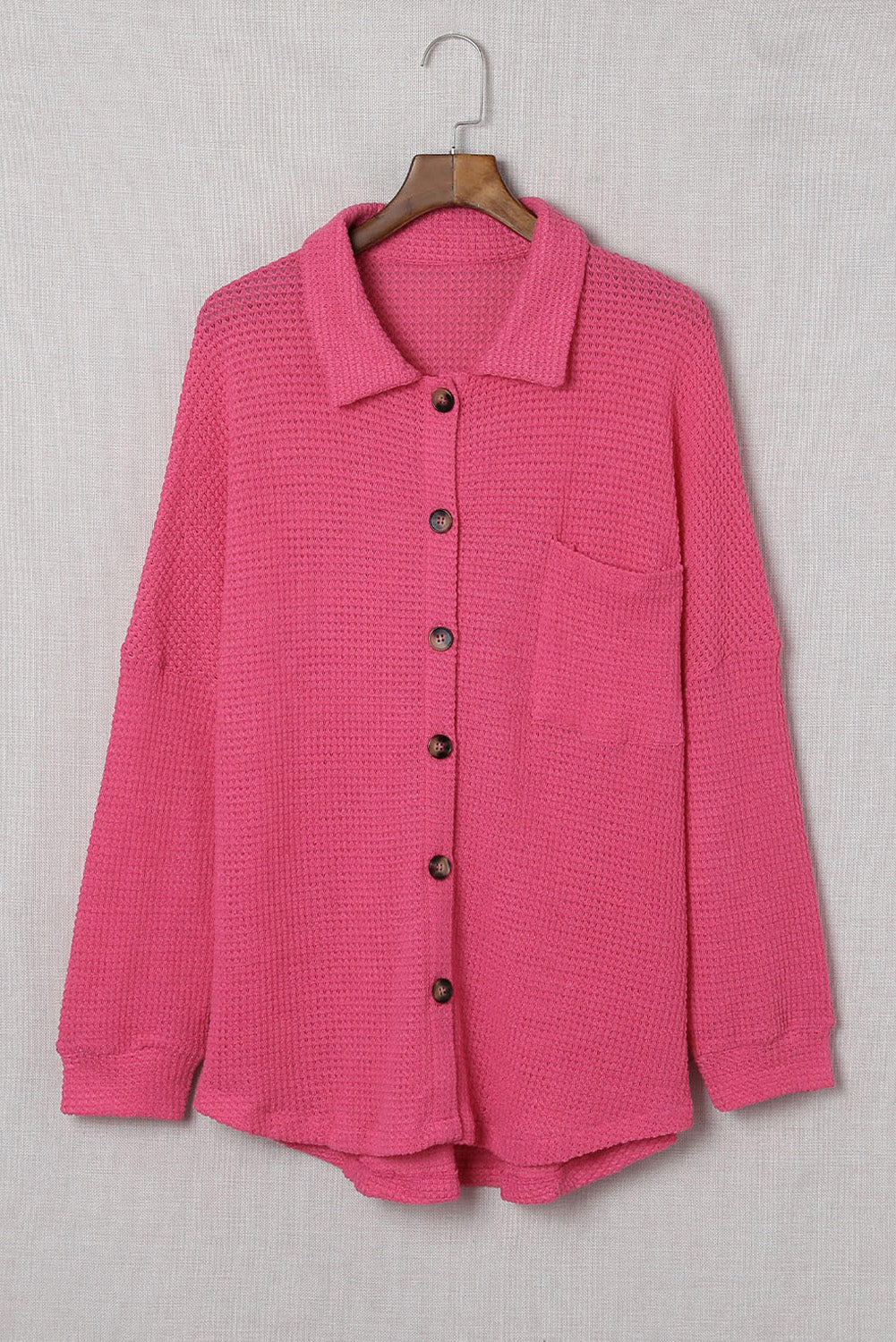 Women's Shirt Featuring Waffle Knitted Button Up Everyday