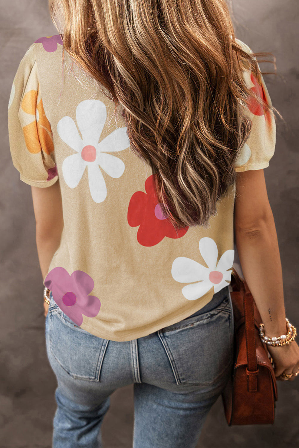 Tee for Women Bubble Sleeve Floral-Print