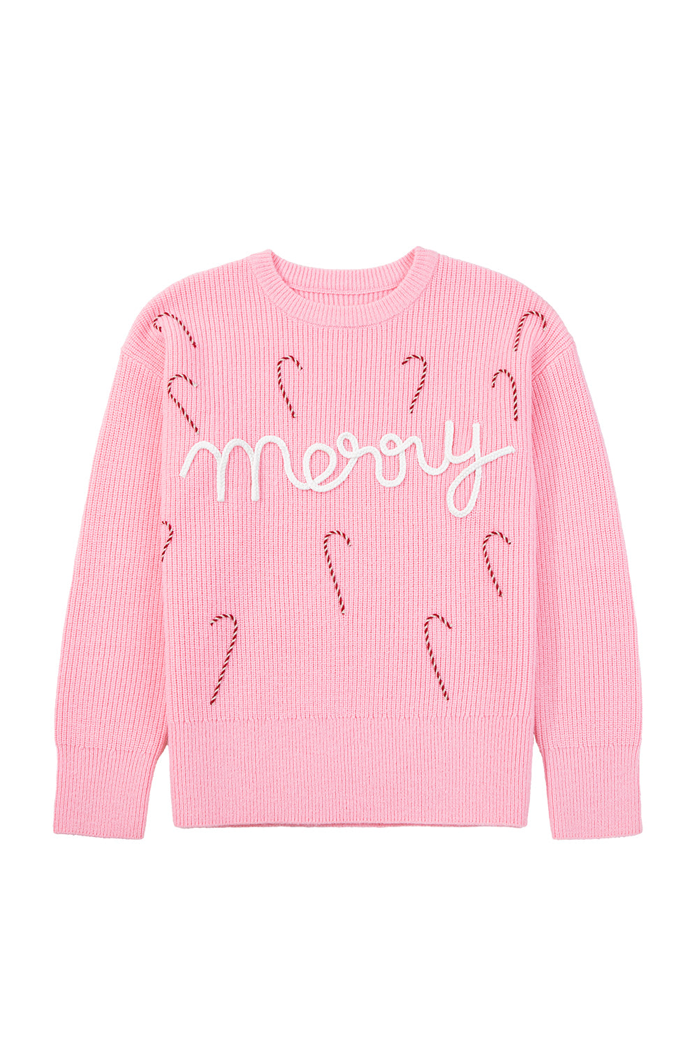 Cane Merry Candy Puffy Knit Crew-Neck Knit Top