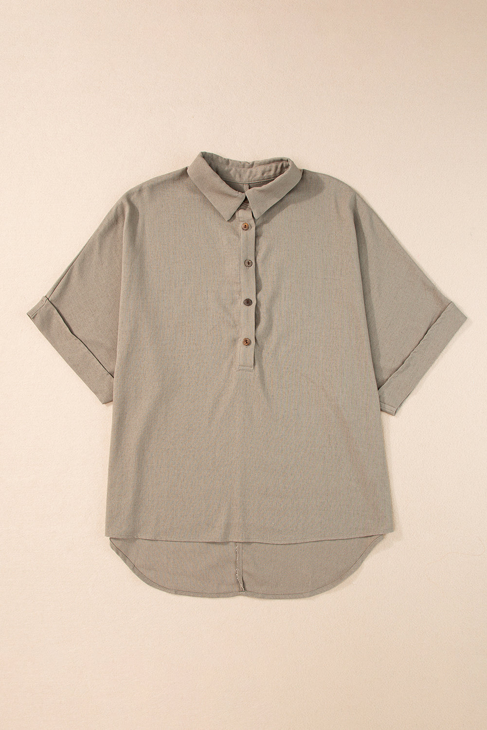 Top for Women Collared Half Folded Oversize