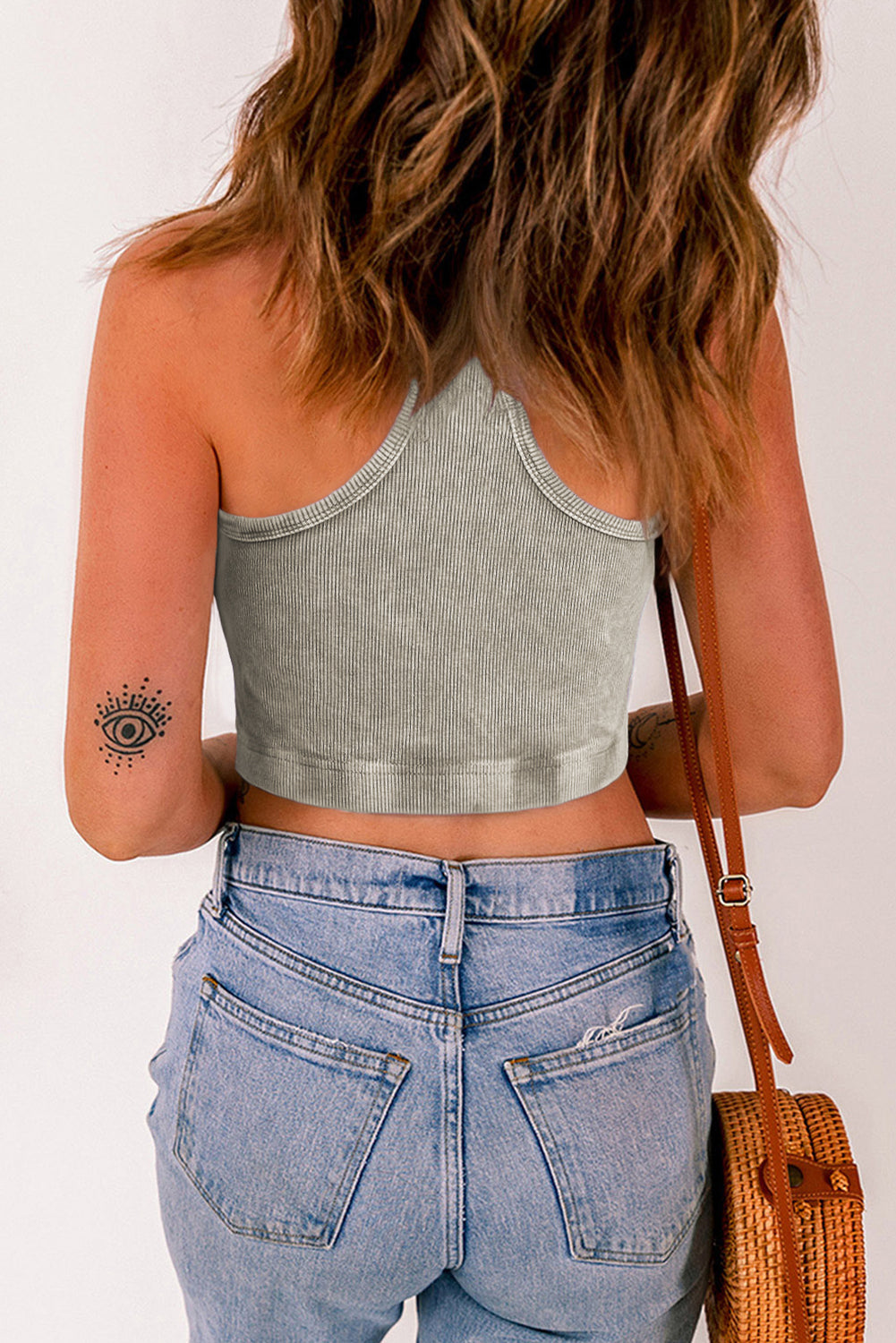 Women's Cropped Wash Racerback Tank Top