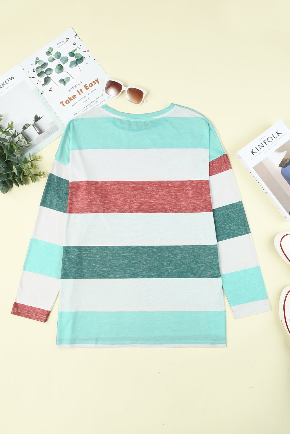 Women's Pullover Plus Size Color-Block Top
