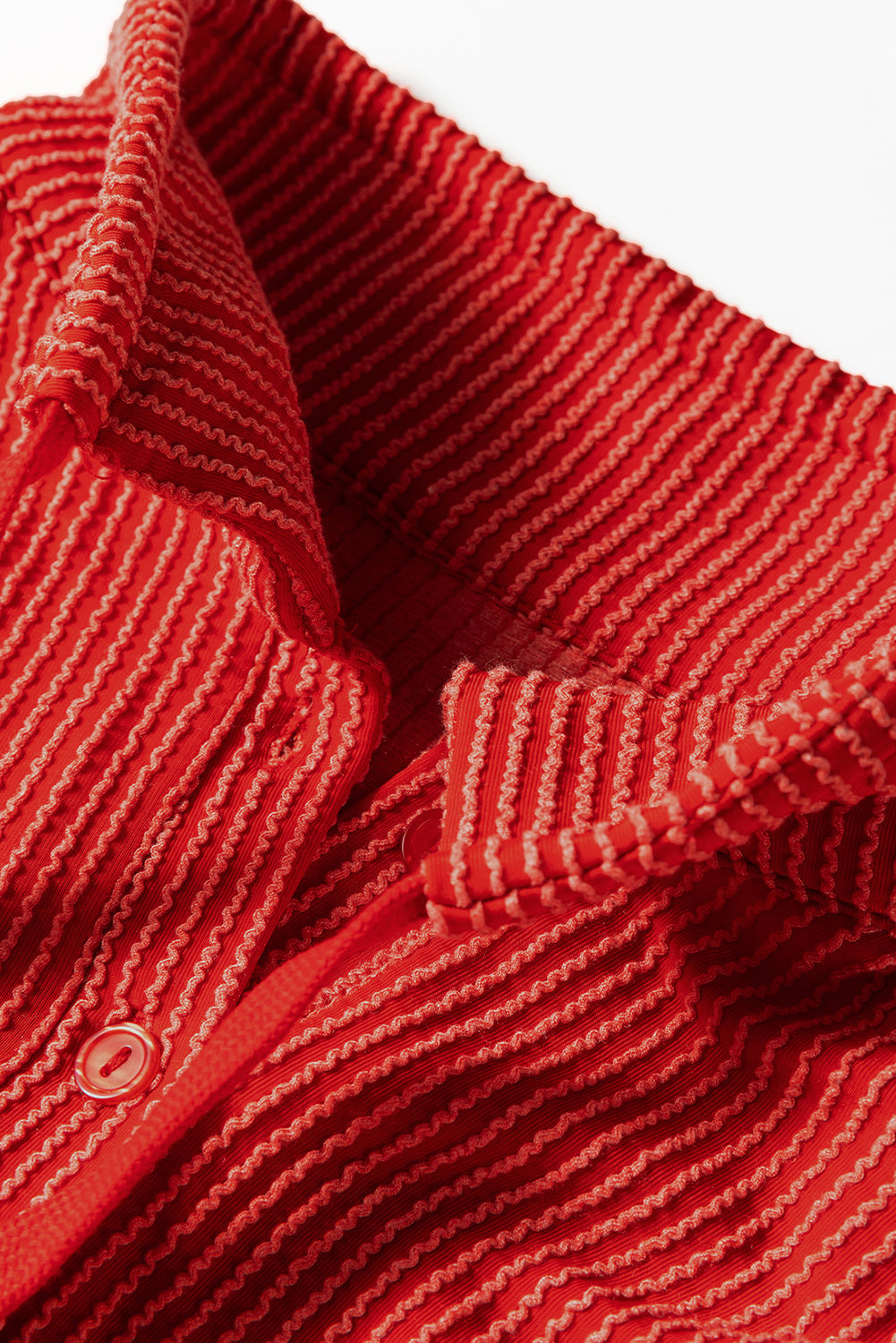 Half Twist Rib-Knit Button Collared Drawcord Pullover Top