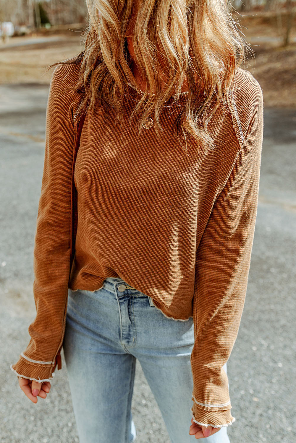 Women's Top Featuring Textured Long-Sleeve