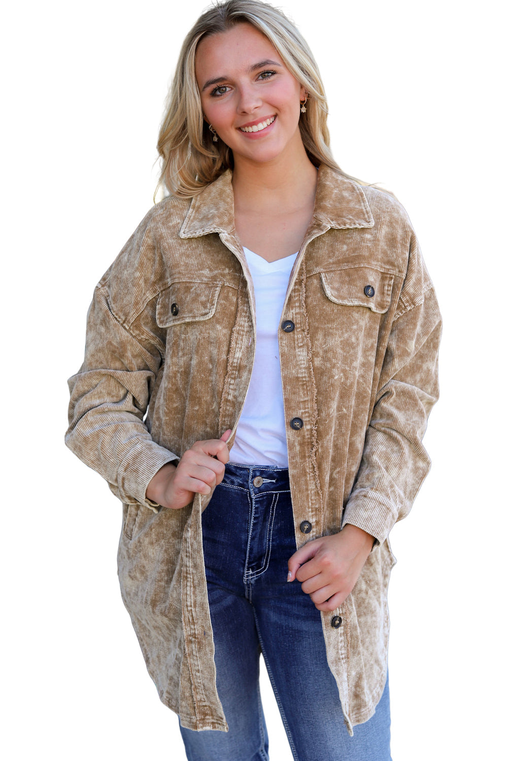 Women's Mineral-Washed Oversized Shacket