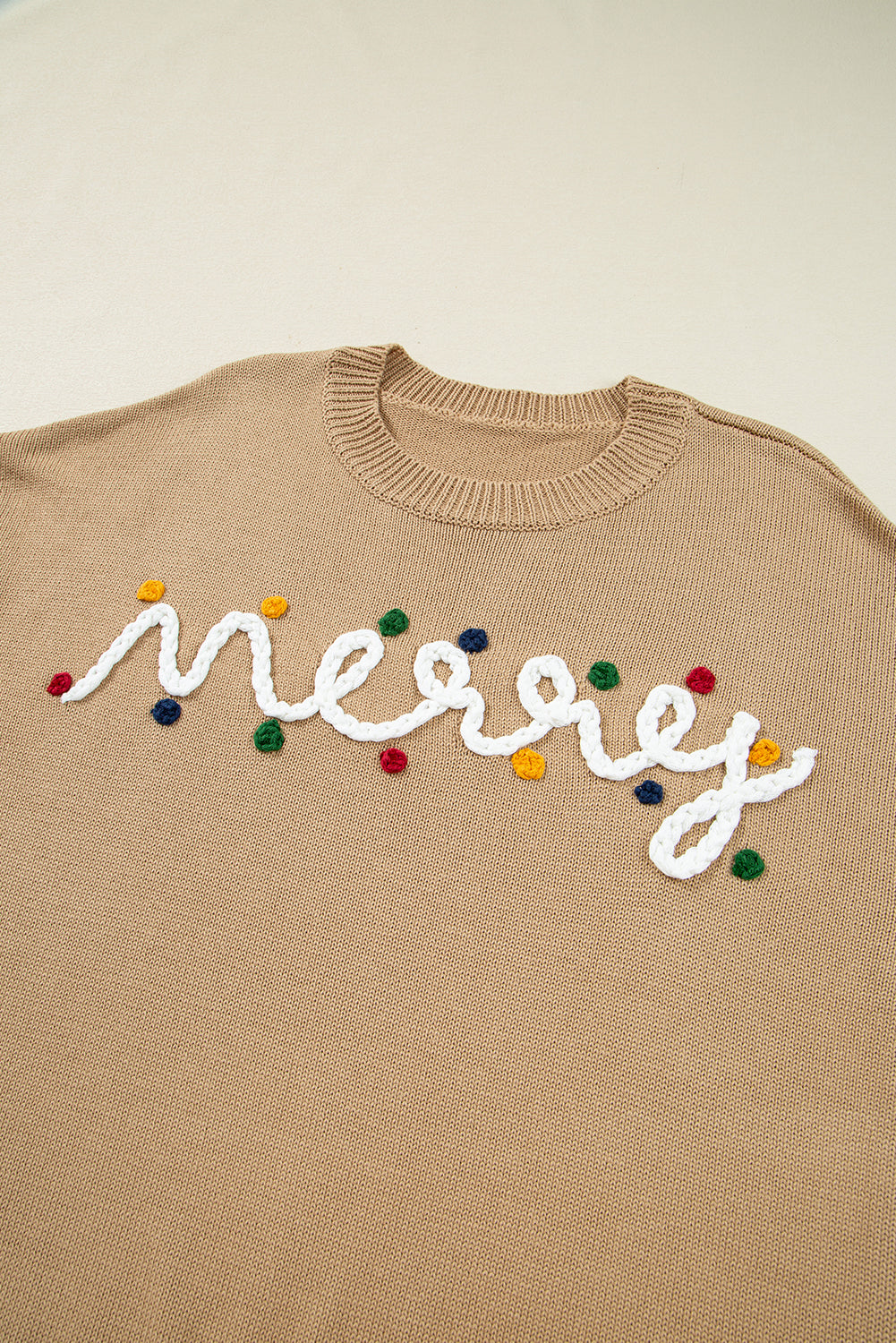 Merry Detail Colorful Dot Christmas Dolman Knit Top