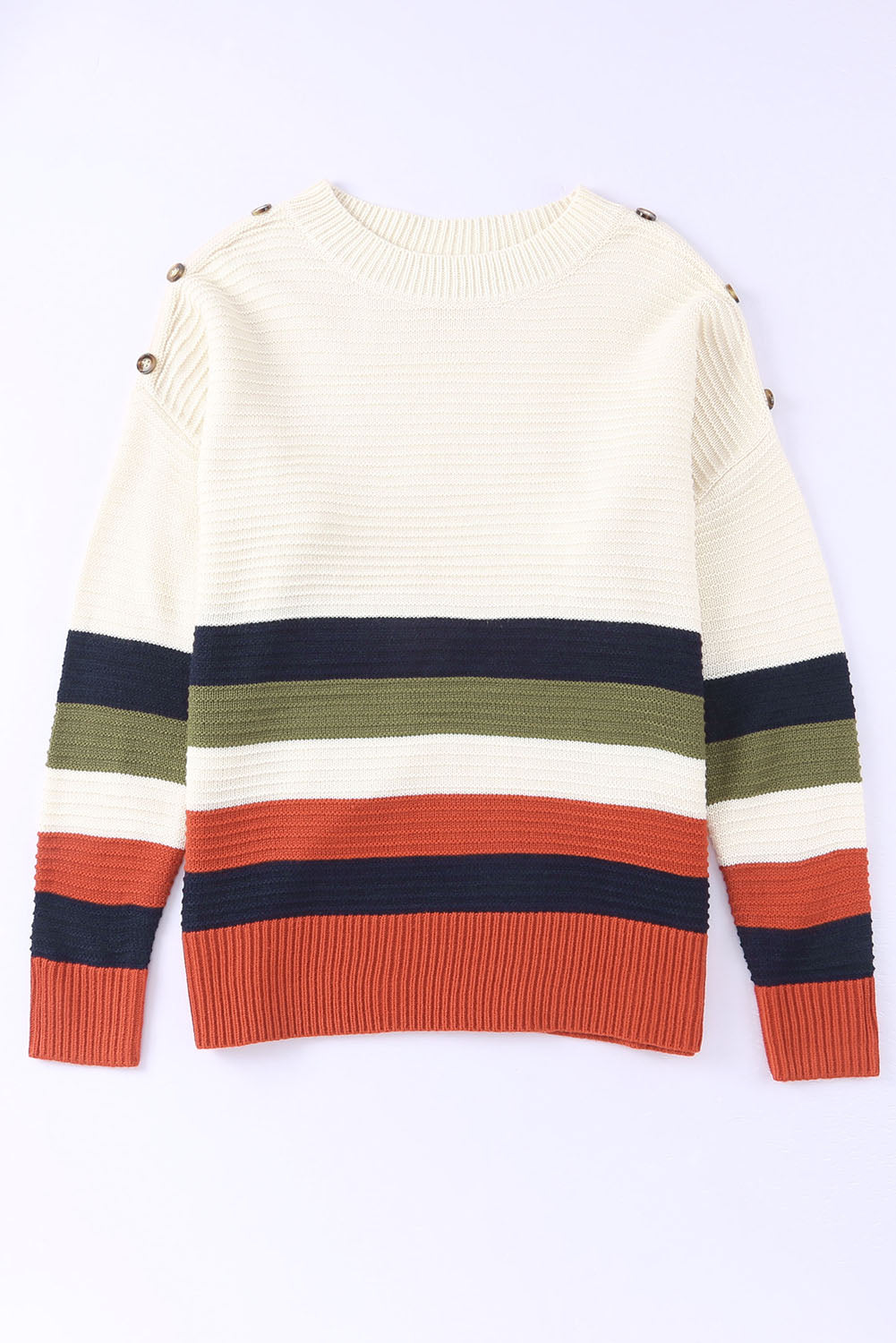 Women's Sweater Featuring Dropped-Shoulder Striped