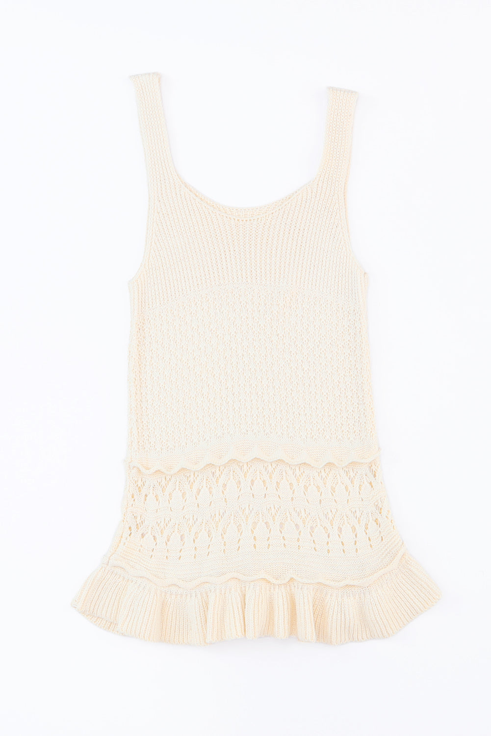 Vest for Women Knitted Crochet Ruffle-Trimmed Hem