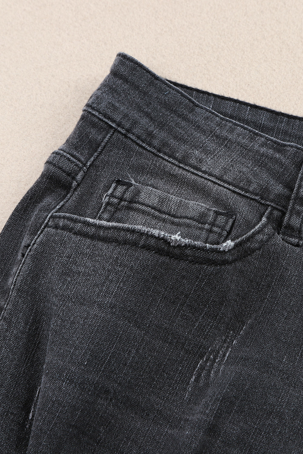 Women's Shorts Featuring Denim Distressed Ripped Rolled Hem