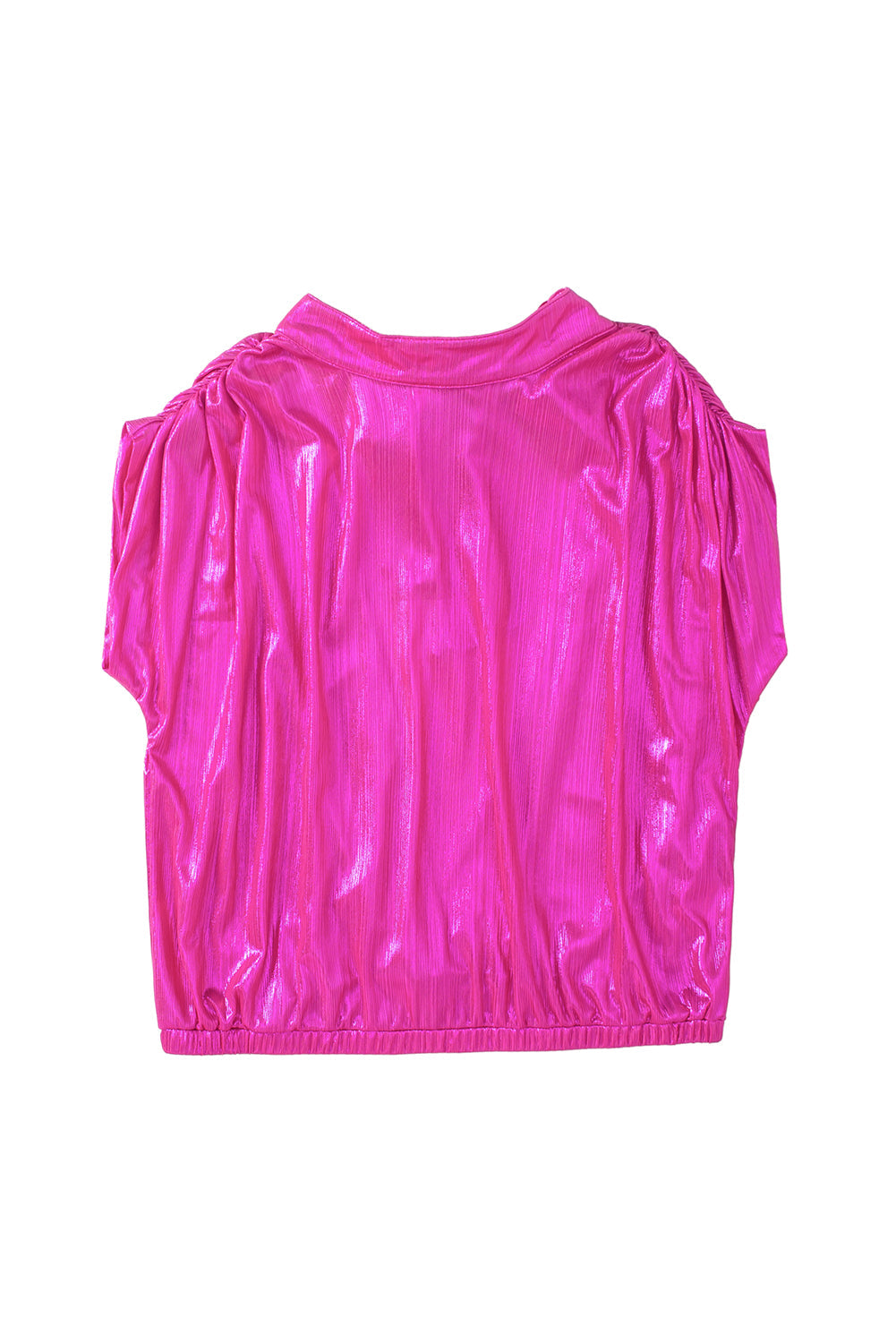 Women's Ruched Sleeves Knotted Open-Back Blouse