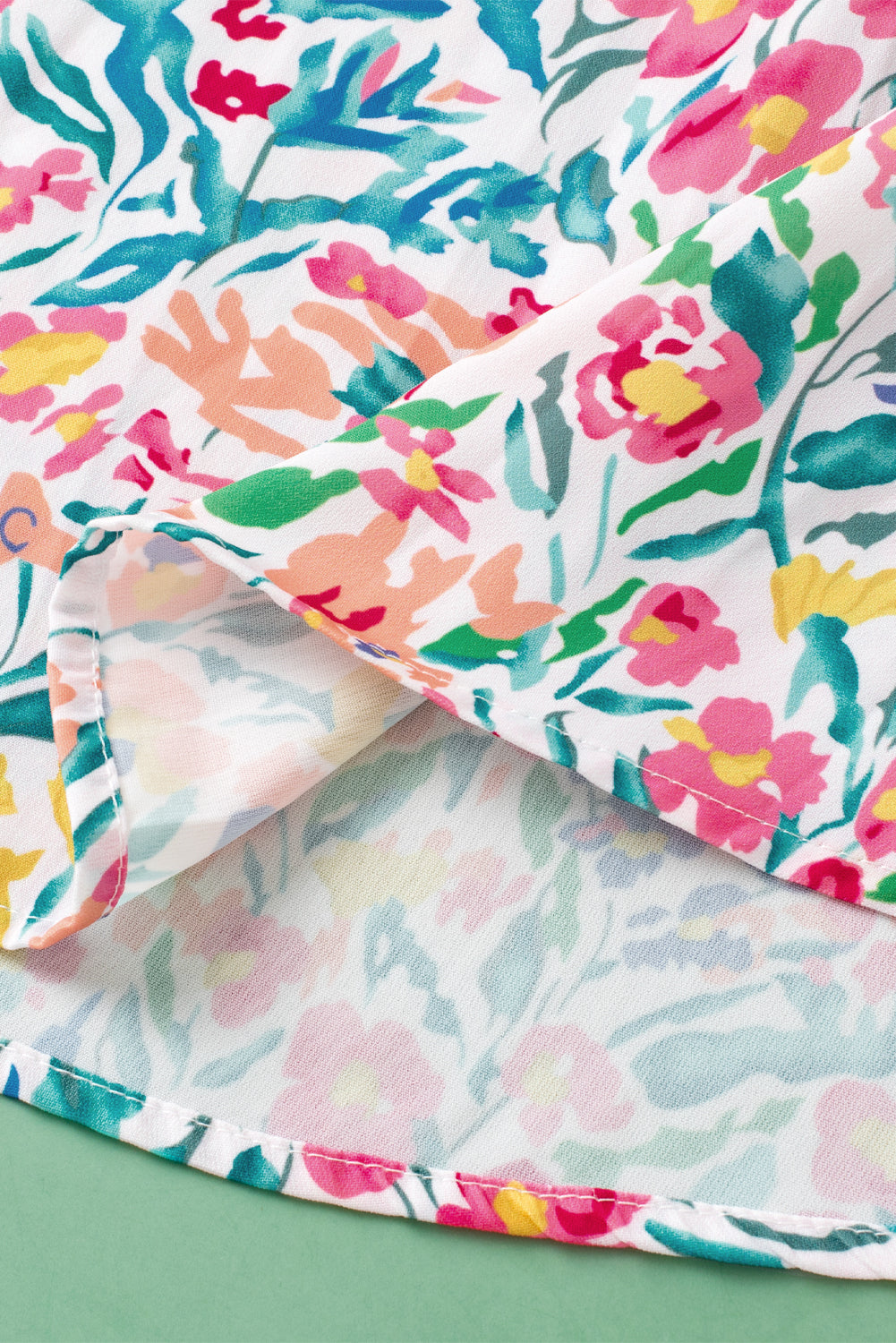 Women's Floral-Print Print Split Neck Balloon Sleeve Blouse