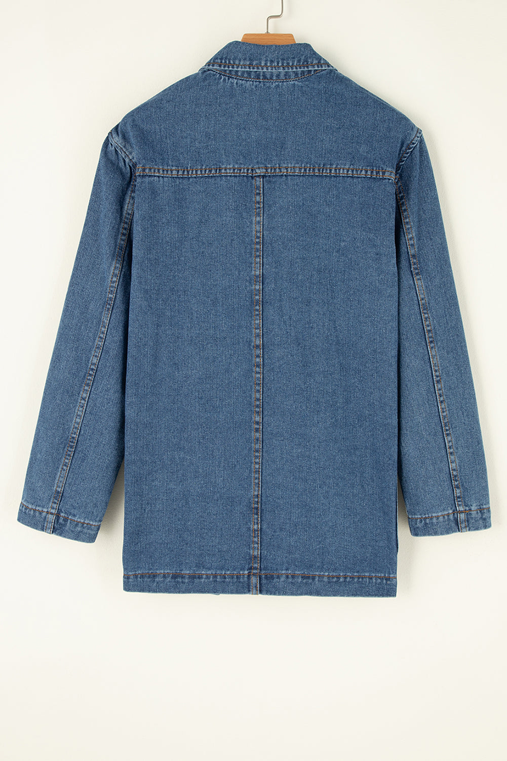 Denim Jacket with Side Pockets Lapel Collar
