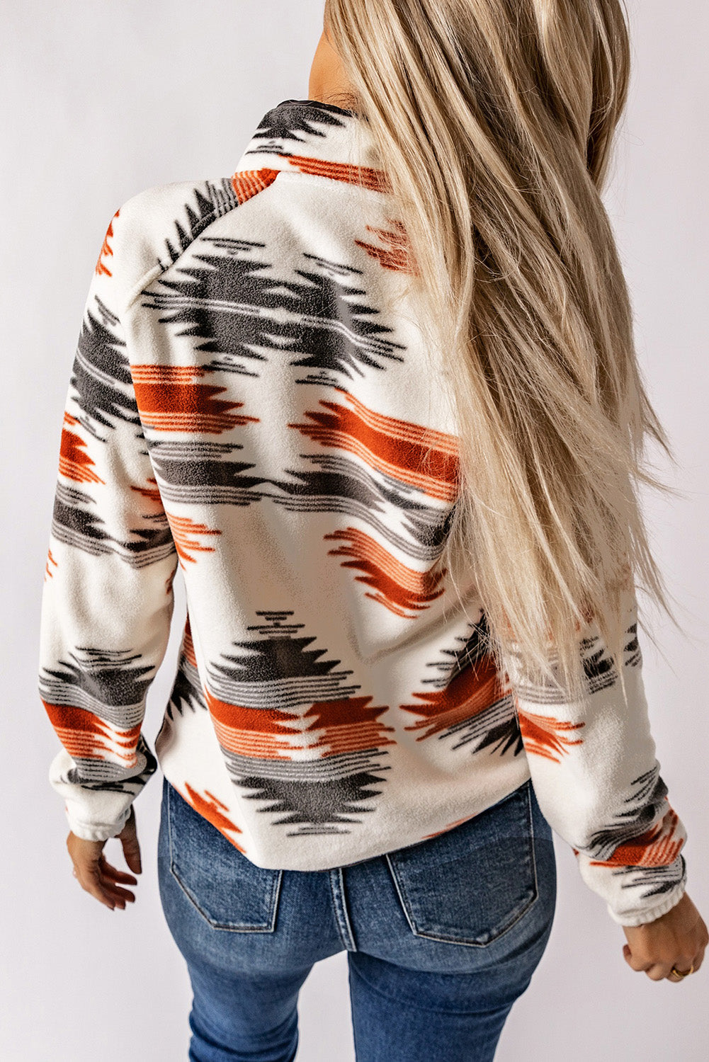 Women's Fleece Western Aztec Snap Button-Front Jacket