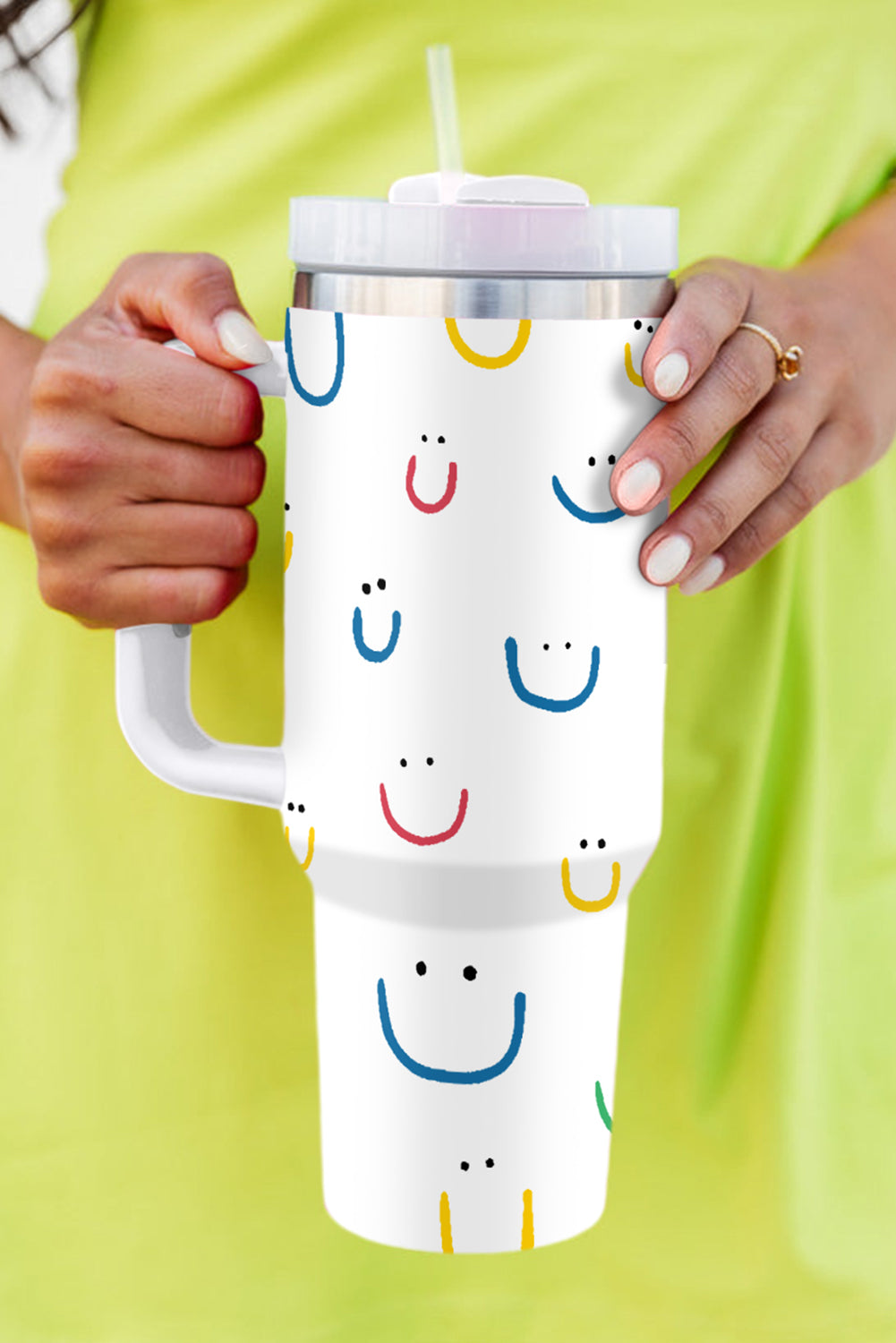 Smiling Handle Face Print Vacuum Cup 40oz