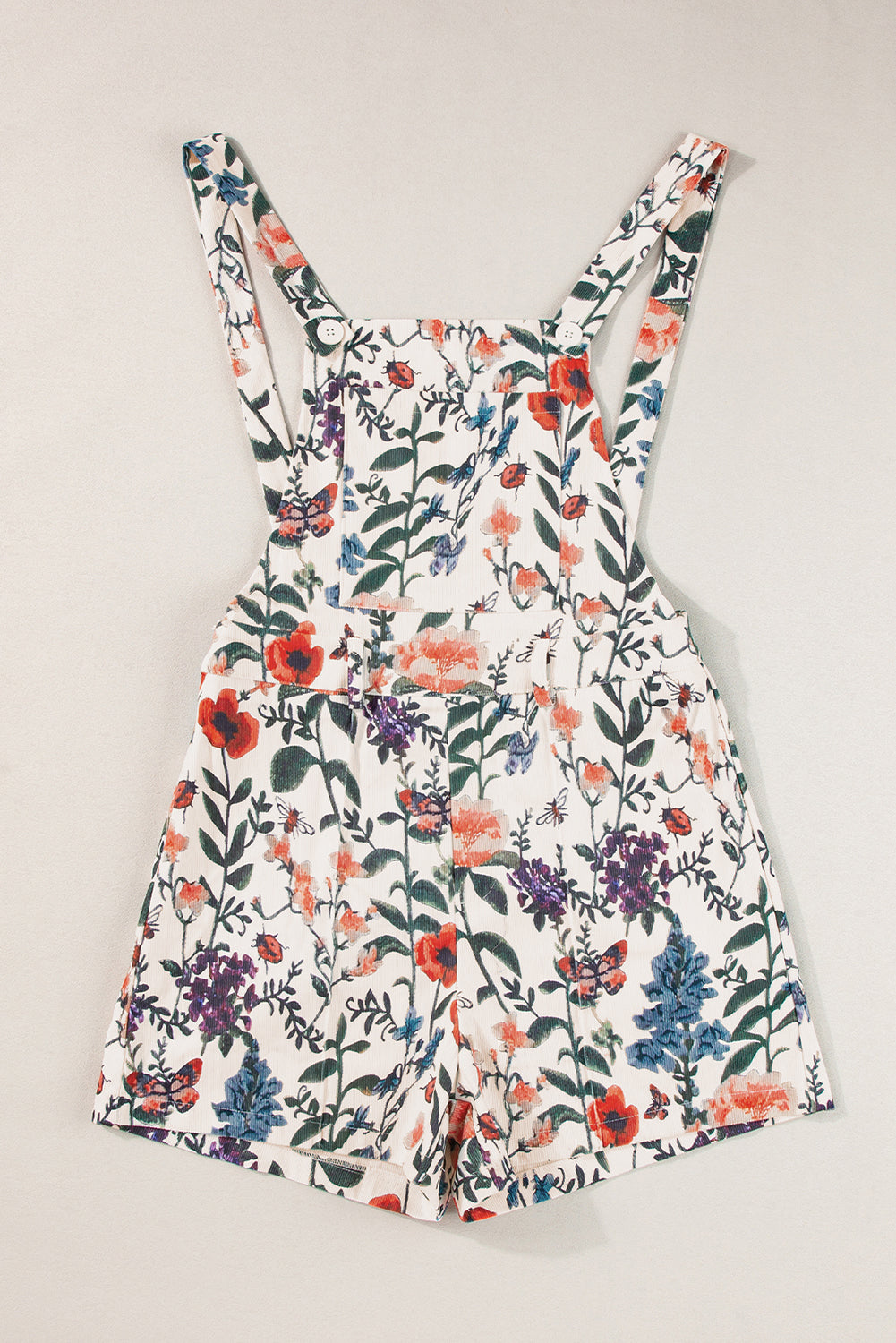 Women's Romper with Floral-Print Print Bib Open-Back