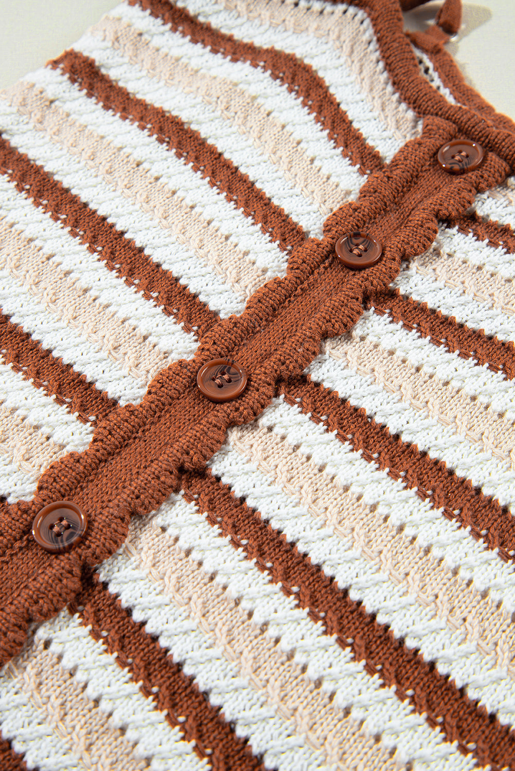 Vest for Women Striped Button-Front Cropped Knitted