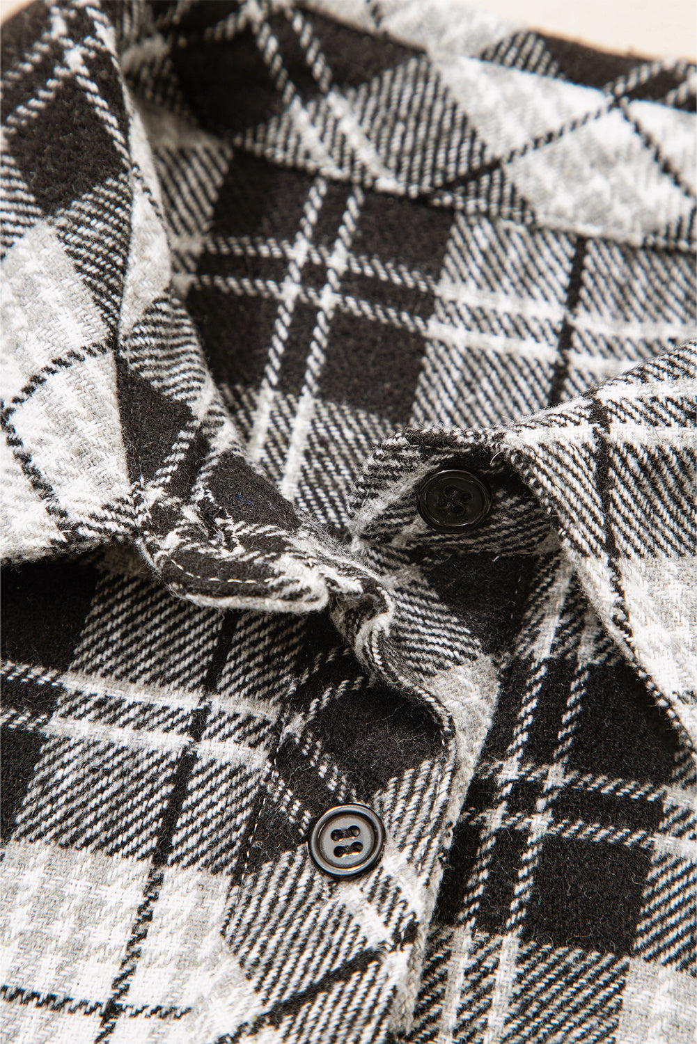 Chest Plaid Print Pockets Button-Front Shirt