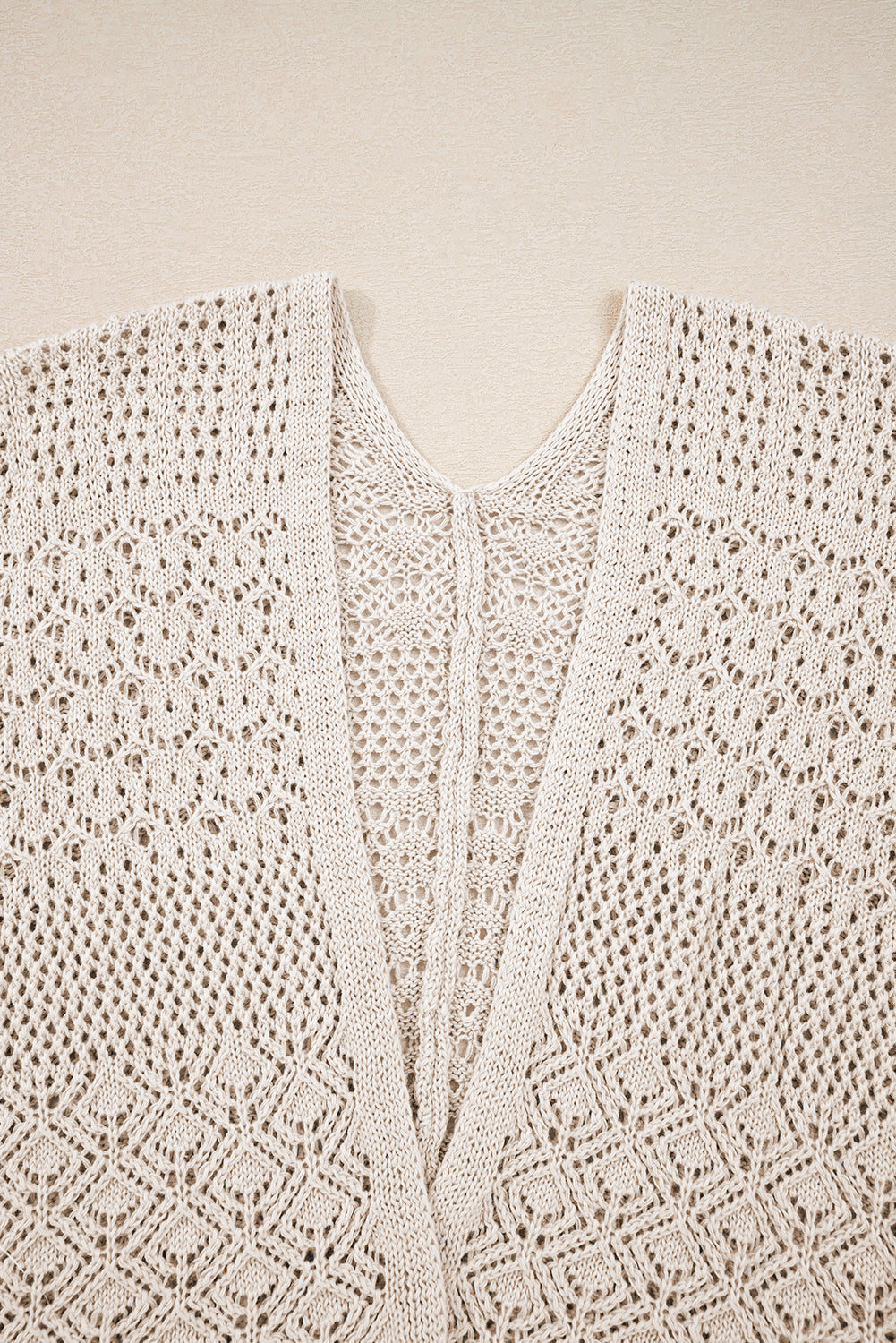Mix Pattern Hollowed Knit Open-Front Cardigan