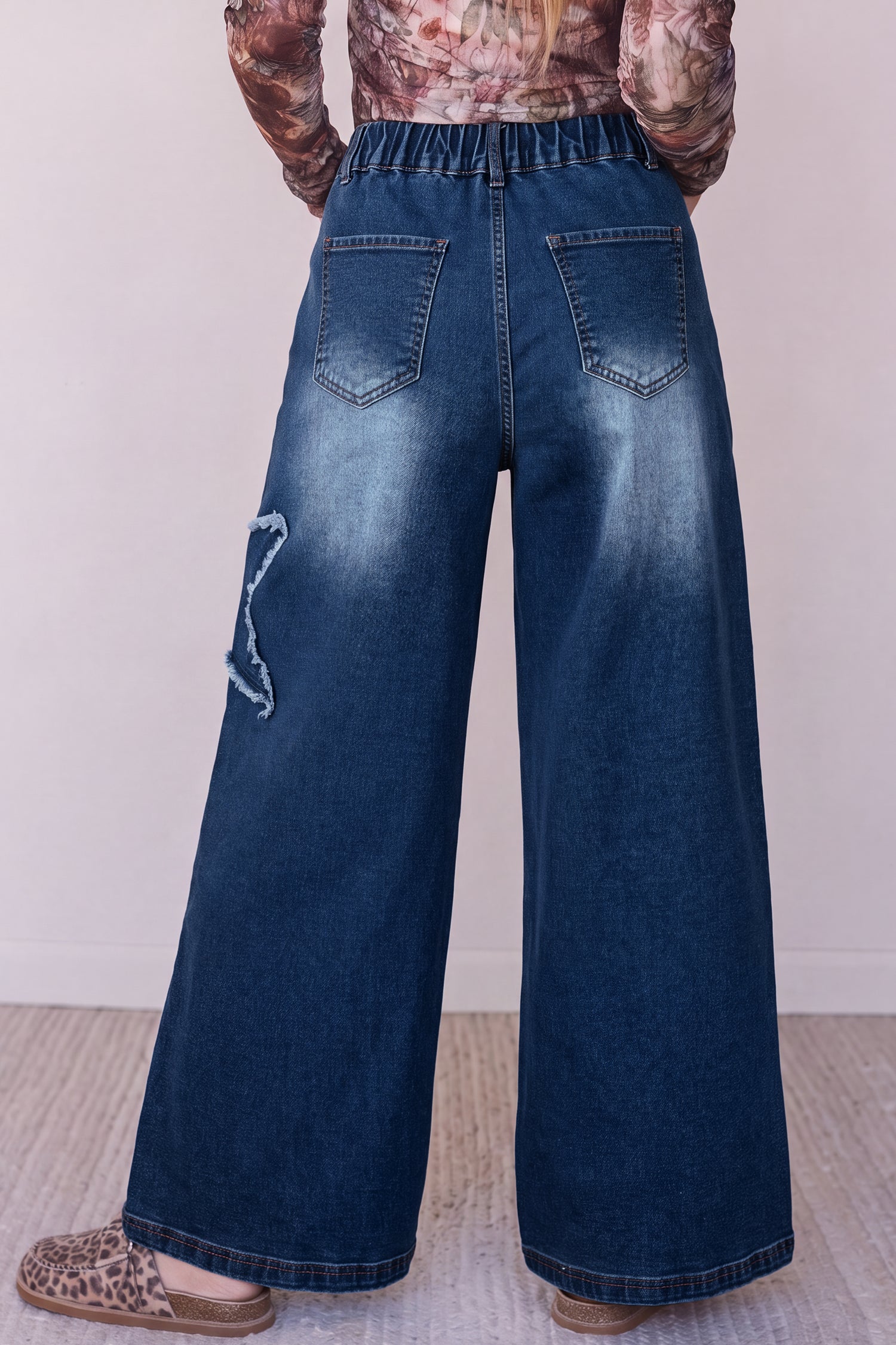 Star Jeans Decorated Wide-Leg in Ashleigh Blue