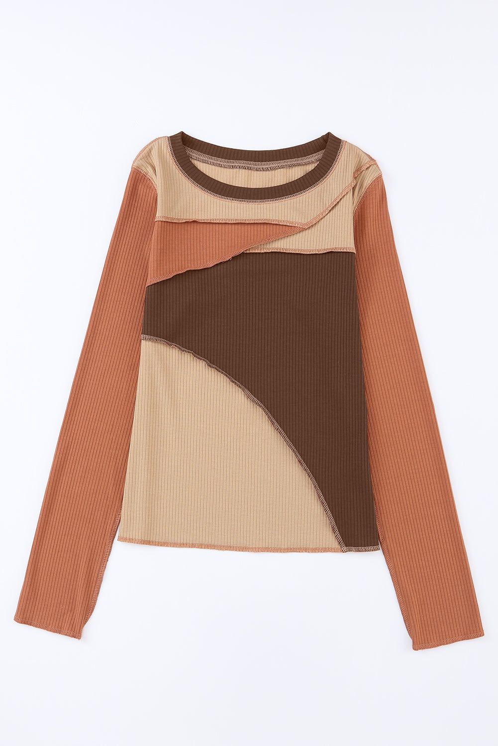 Women's Knit Top Featuring Rib-Knitted Expose Seam