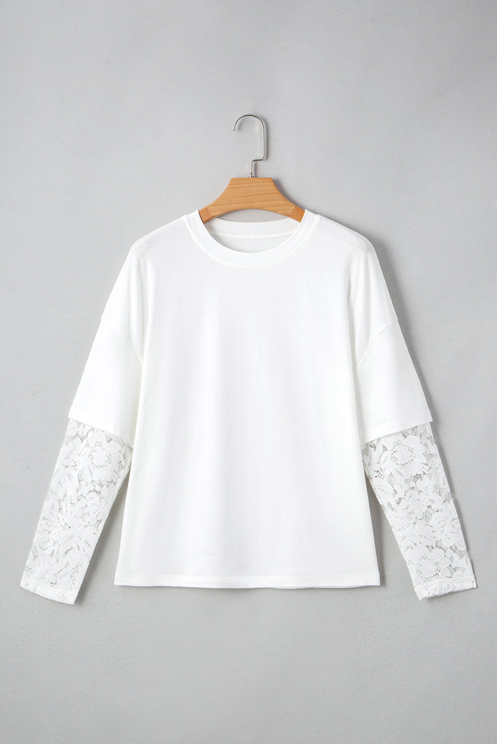 Lace Tee Long-Sleeved Insert in White