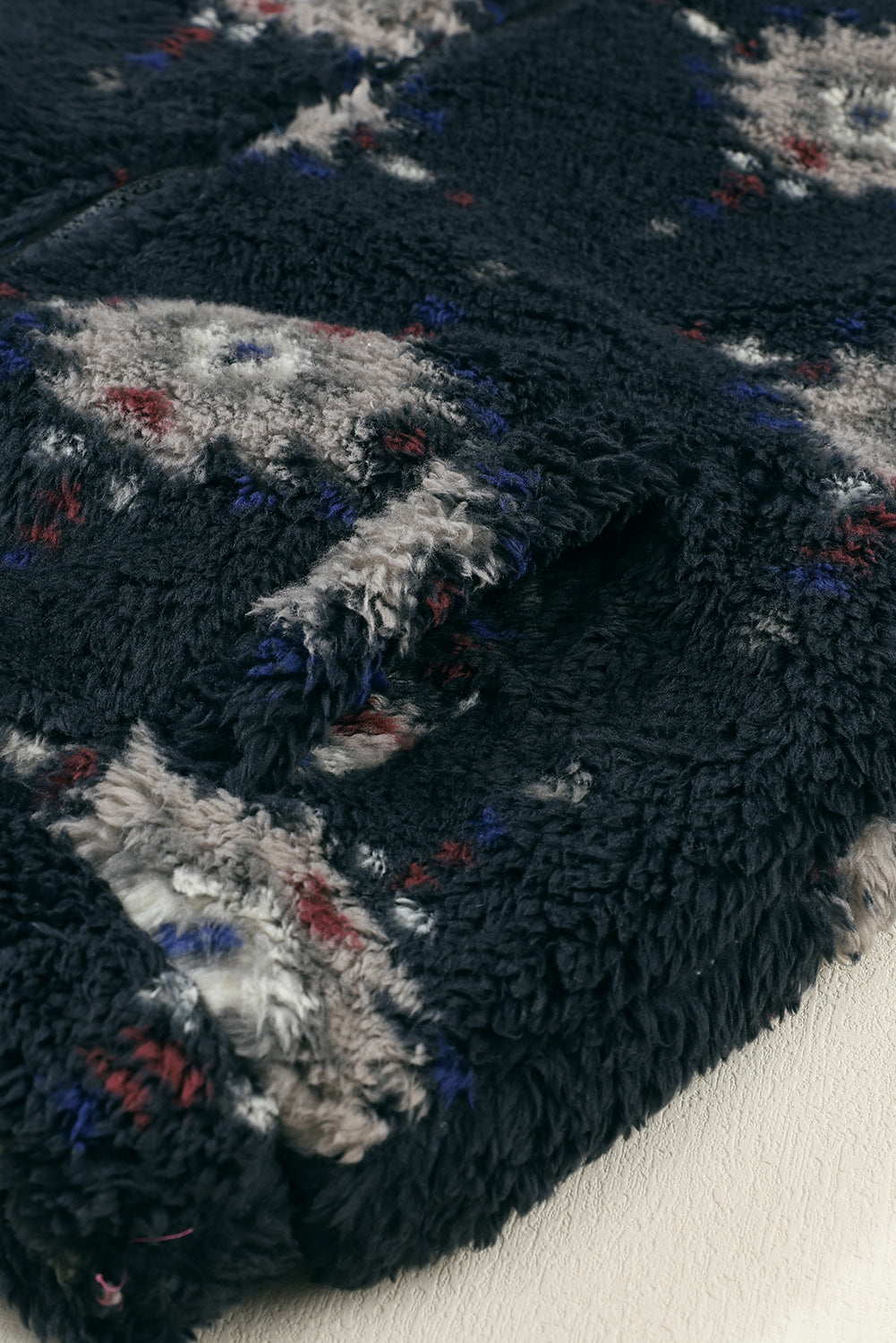 Women's Jacket Featuring Collared Sherpa Aztec Zipper