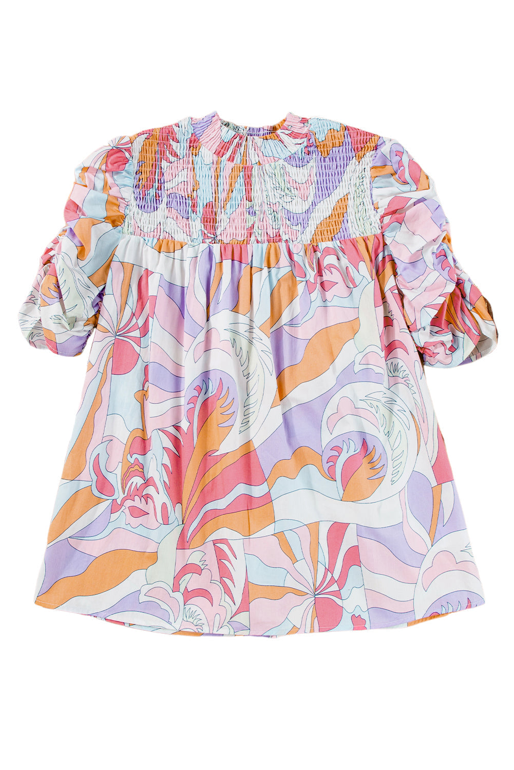 Women's Blouse with Bubble Sleeve Smock Detail