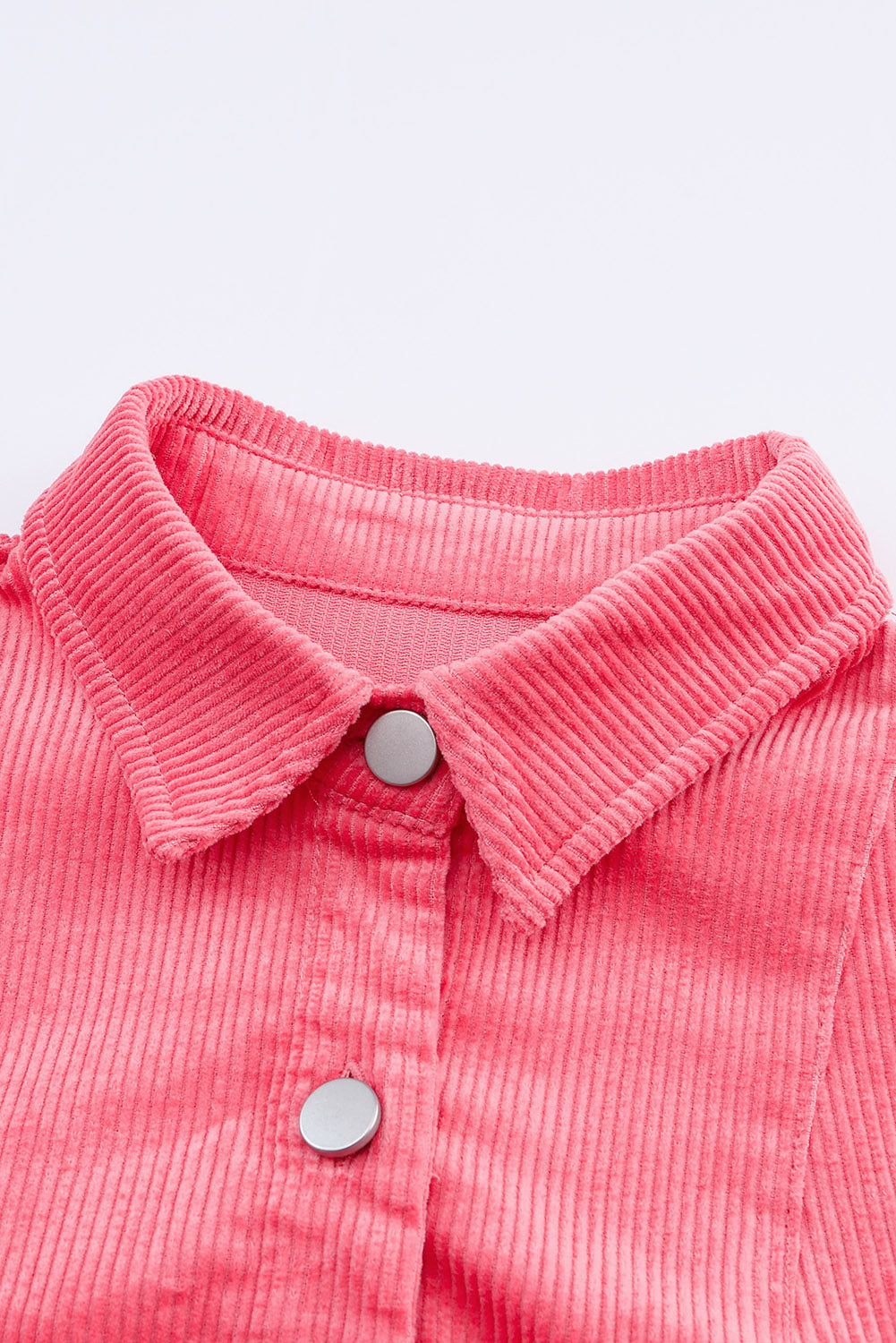 Women's Jacket with Flap Pocket Pink Cord Button-Front