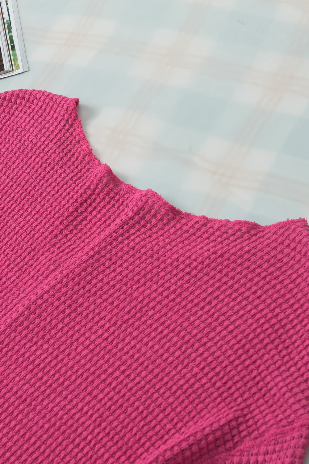 Women's Textured Knitted Split Neck Top