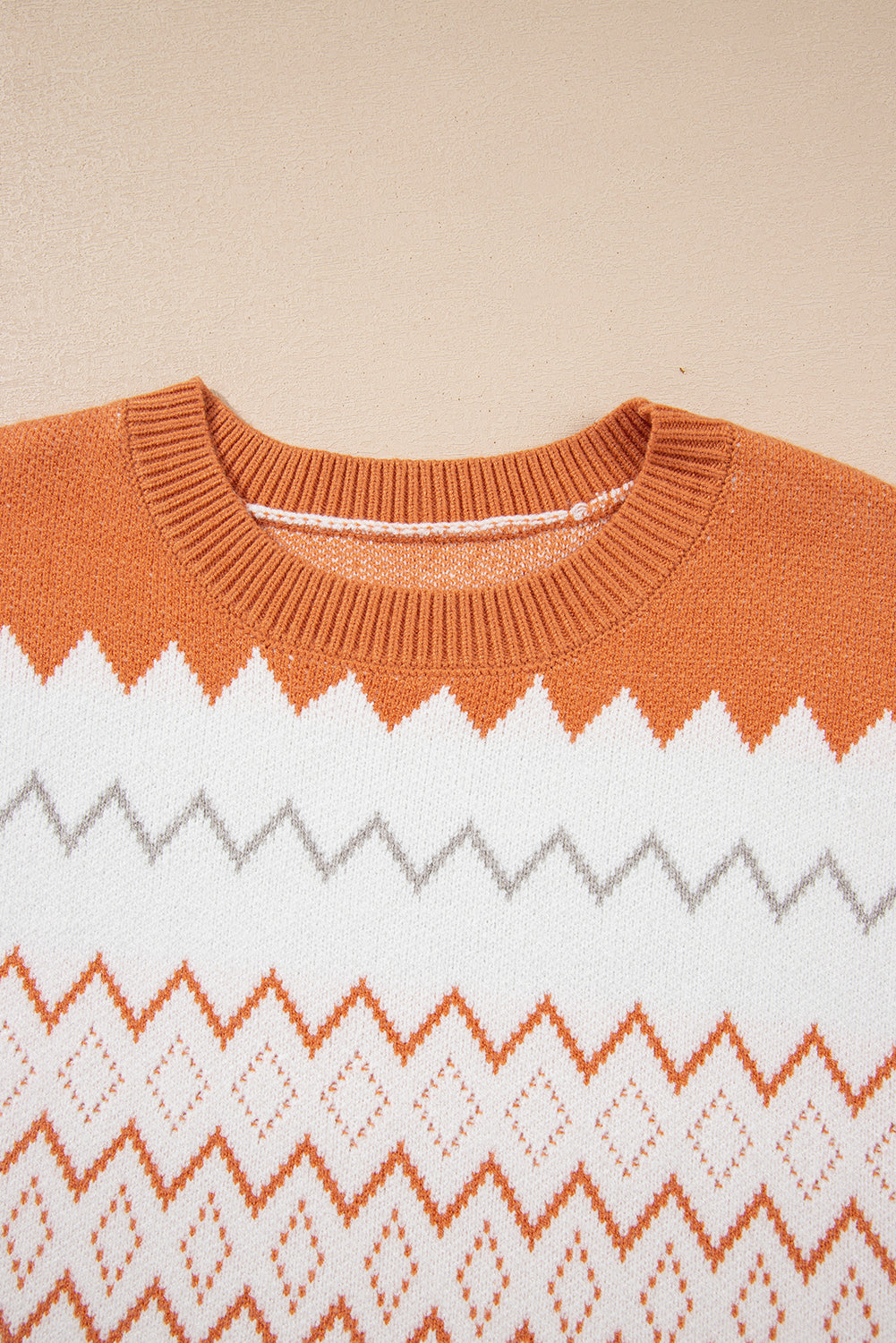 Zigzag Geometric Pattern Knit Pullover Knit Top