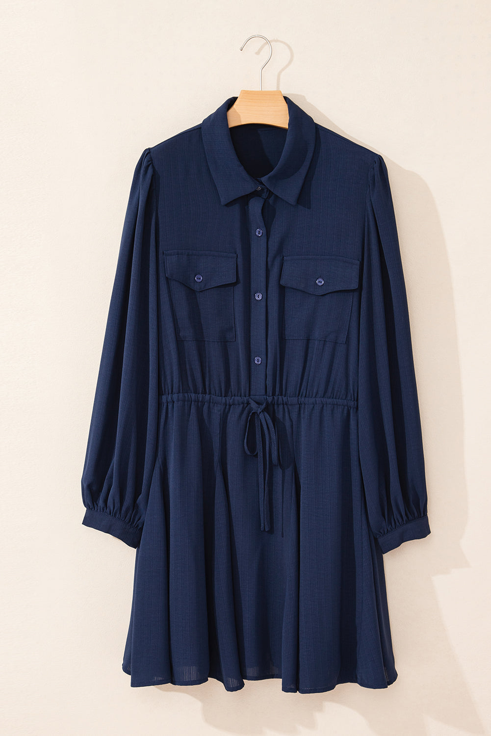 Women's Tunic Shirt Chest-Pocket Detail Mini Dress